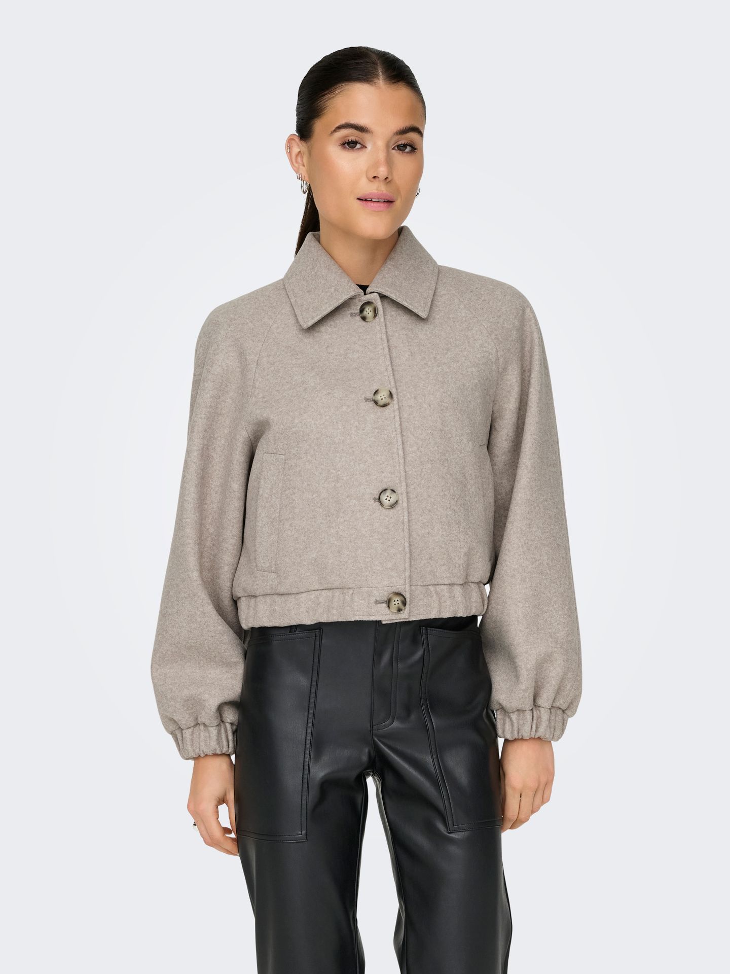 Only ONLNANCY LIFE COLLAR JACKET CC OTW Simply Taupe/Melange 00110231-EKA26011400001931