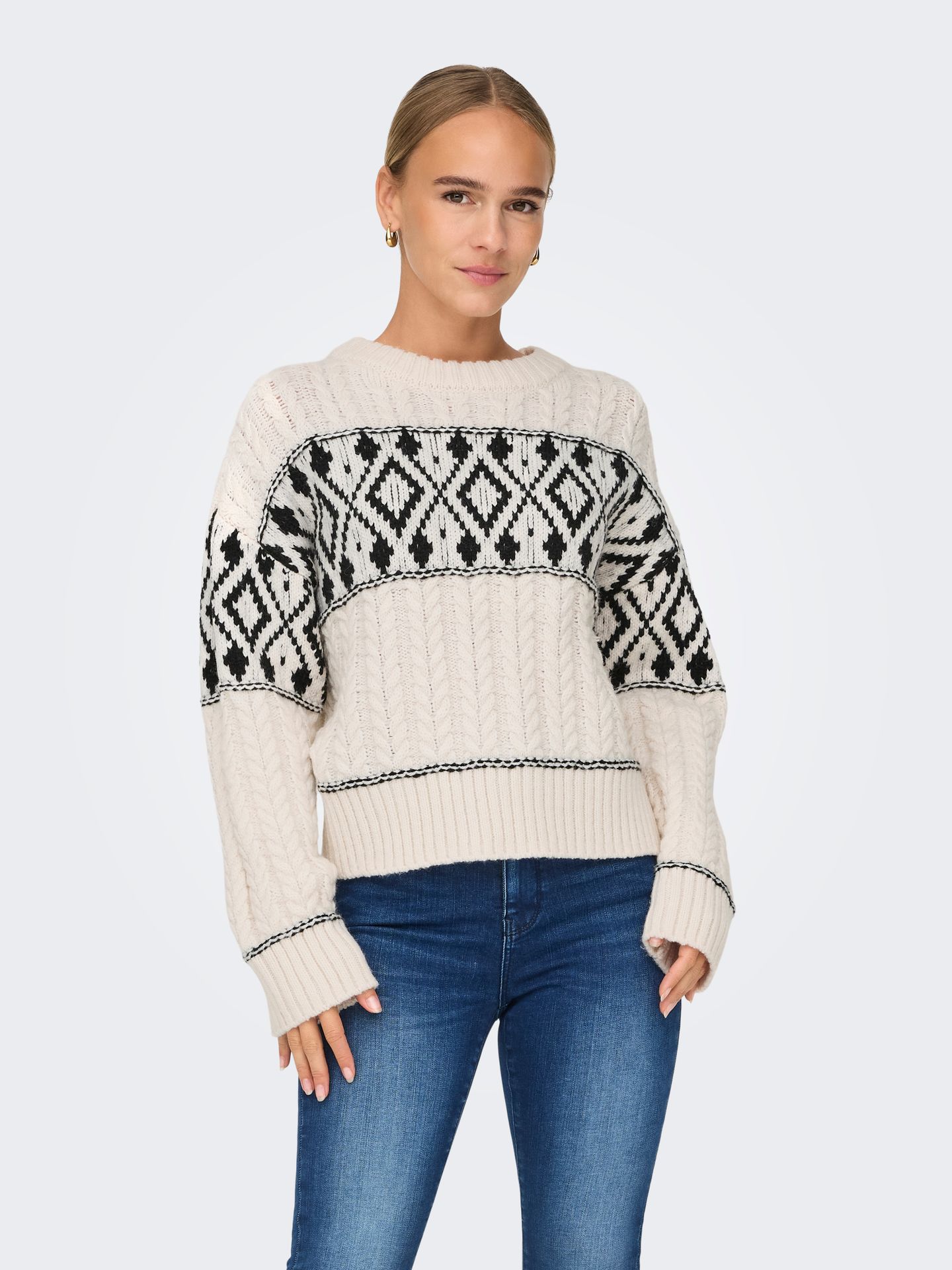 Only ONLMARENT L/S PULLOVER KNT NOOS Cloud Dancer/2024 BRODERIE ANGLAISE 2900150659029