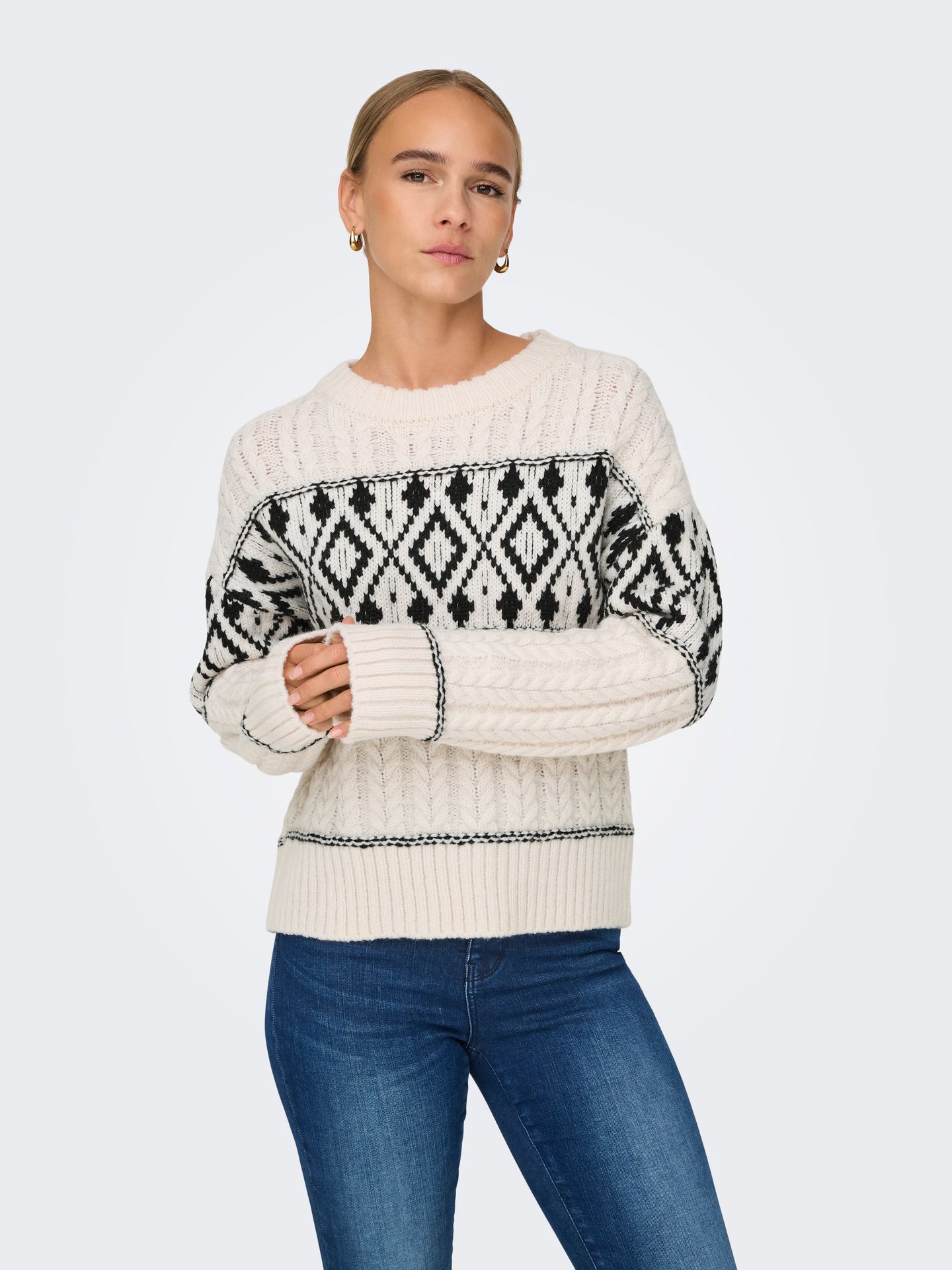 Only ONLMARENT L/S PULLOVER KNT NOOS Cloud Dancer/2024 BRODERIE ANGLAISE 2900150659029