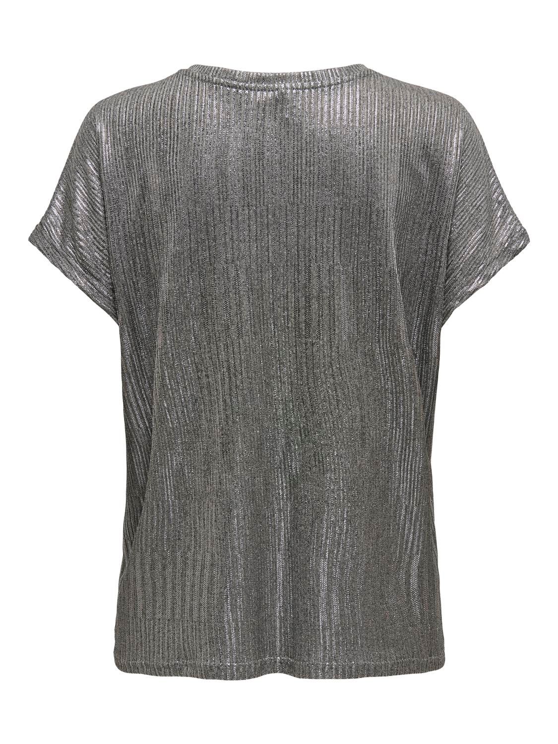 Only ONLMIRINDA S/S V-NECK TOP JRS Dark Grey Melange/Gun metallic 00110237-EKA26011400002485