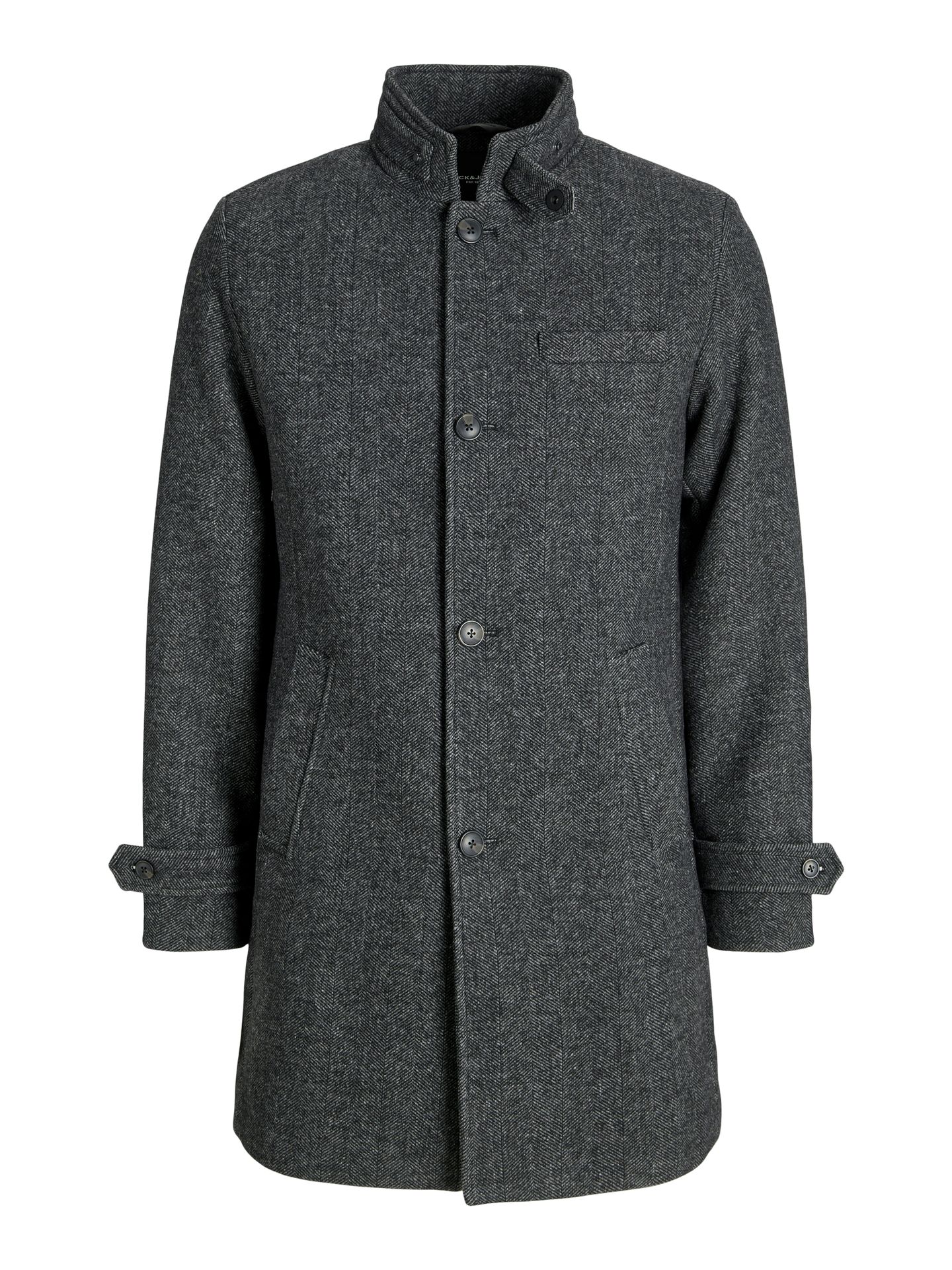 Jack & Jones JJEMELTON WOOL COAT SN Grey Melange/HERRINGBONE STRUCTURE 2900159943037 Jack & Jones JJEMELTON WOOL COAT SN Grey Melange/HERRINGBONE STRUCTURE 2900159943037