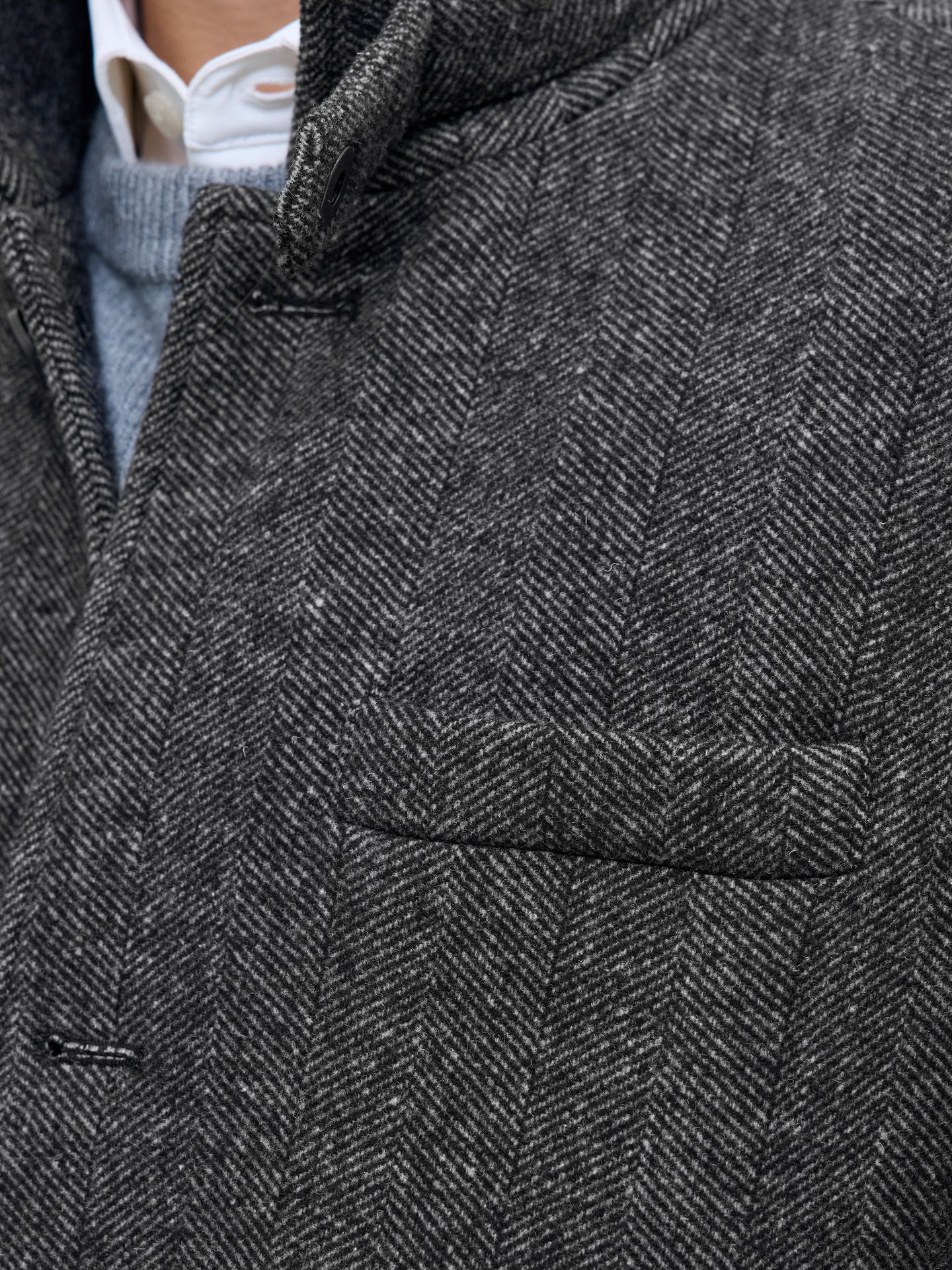 Jack & Jones JJEMELTON WOOL COAT SN Grey Melange/HERRINGBONE STRUCTURE 2900159943037 Jack & Jones JJEMELTON WOOL COAT SN Grey Melange/HERRINGBONE STRUCTURE 2900159943037