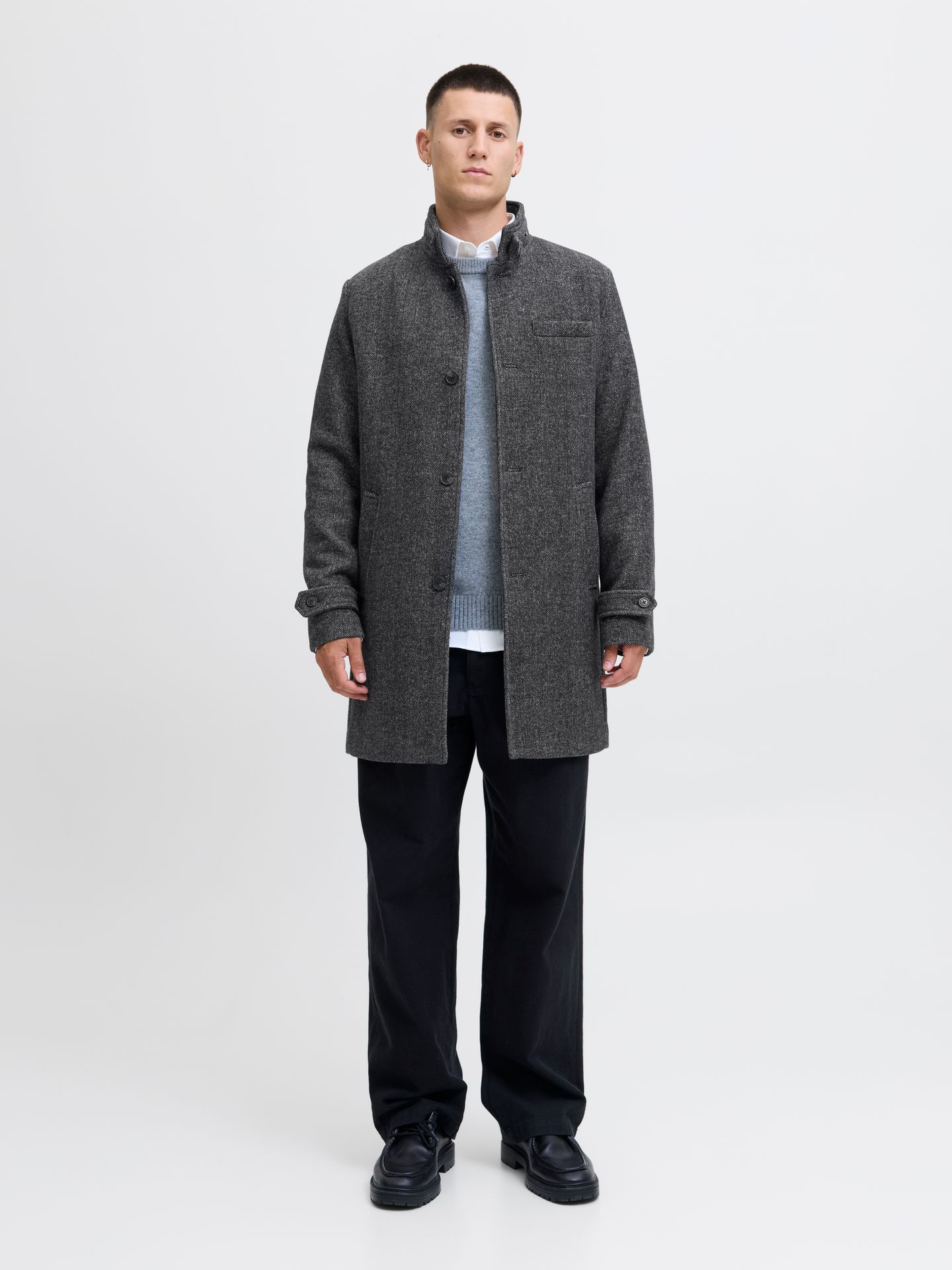 Jack & Jones JJEMELTON WOOL COAT SN Grey Melange/HERRINGBONE STRUCTURE 2900159943037 Jack & Jones JJEMELTON WOOL COAT SN Grey Melange/HERRINGBONE STRUCTURE 2900159943037