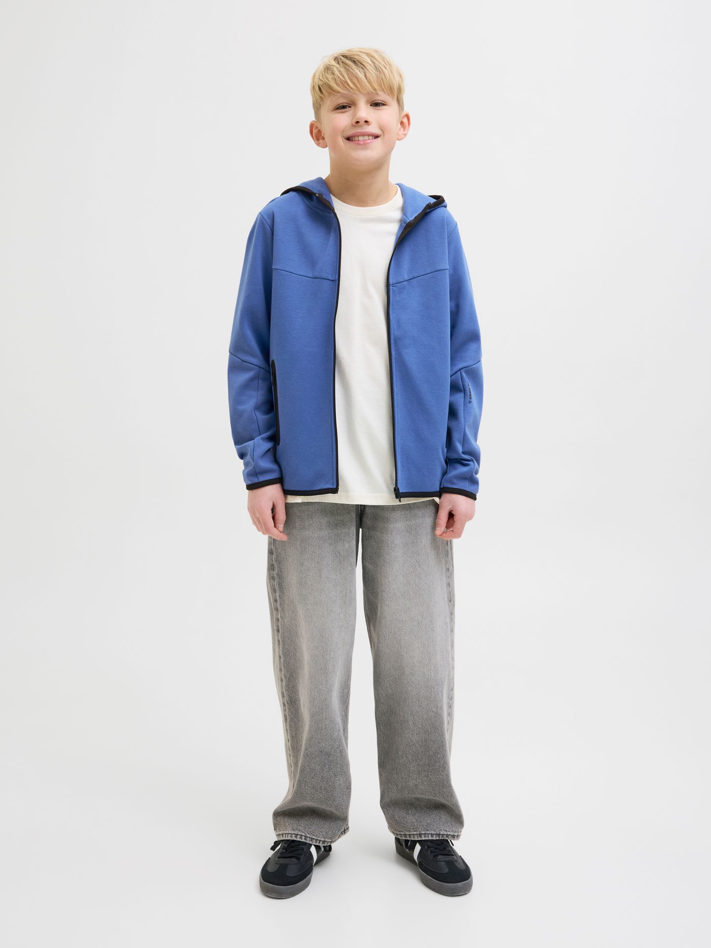 Jack & Jones JCOFUSION SWEAT ZIP HOOD NOOS JNR Beaucoup Blue 2900150681020