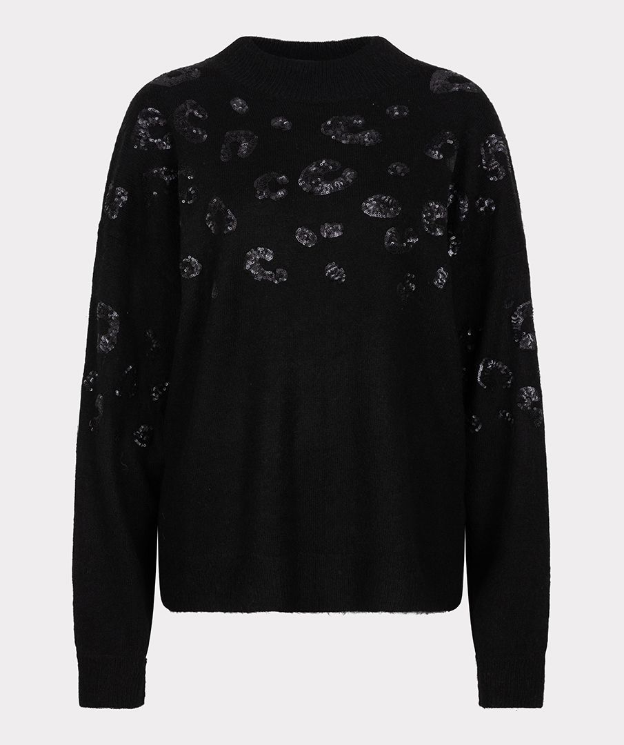 Esqualo Sweater animal sequins 000 black 2900150700035