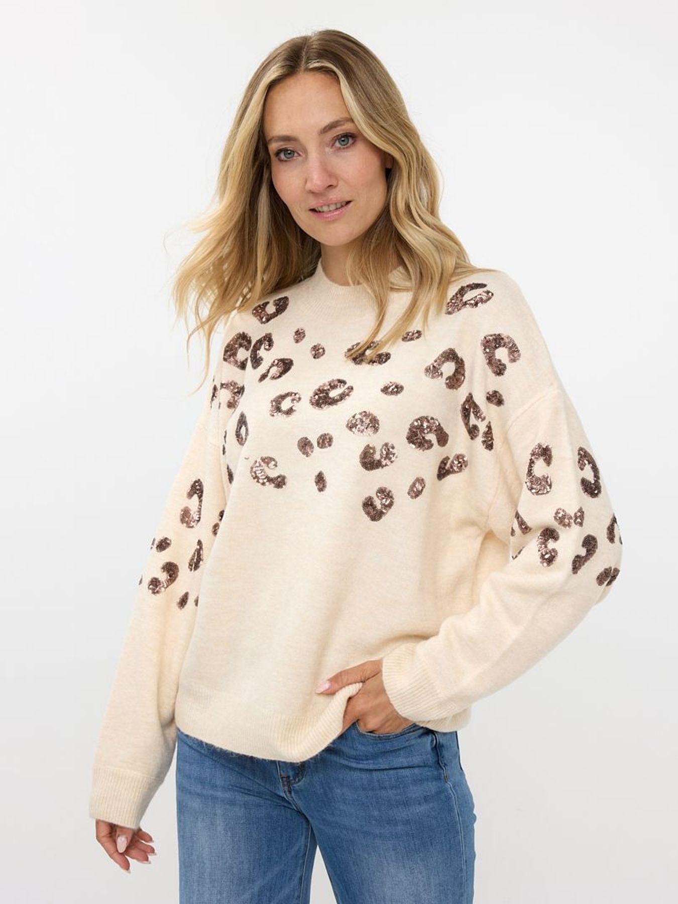 Esqualo Sweater animal sequins 125 beige 2900150701032