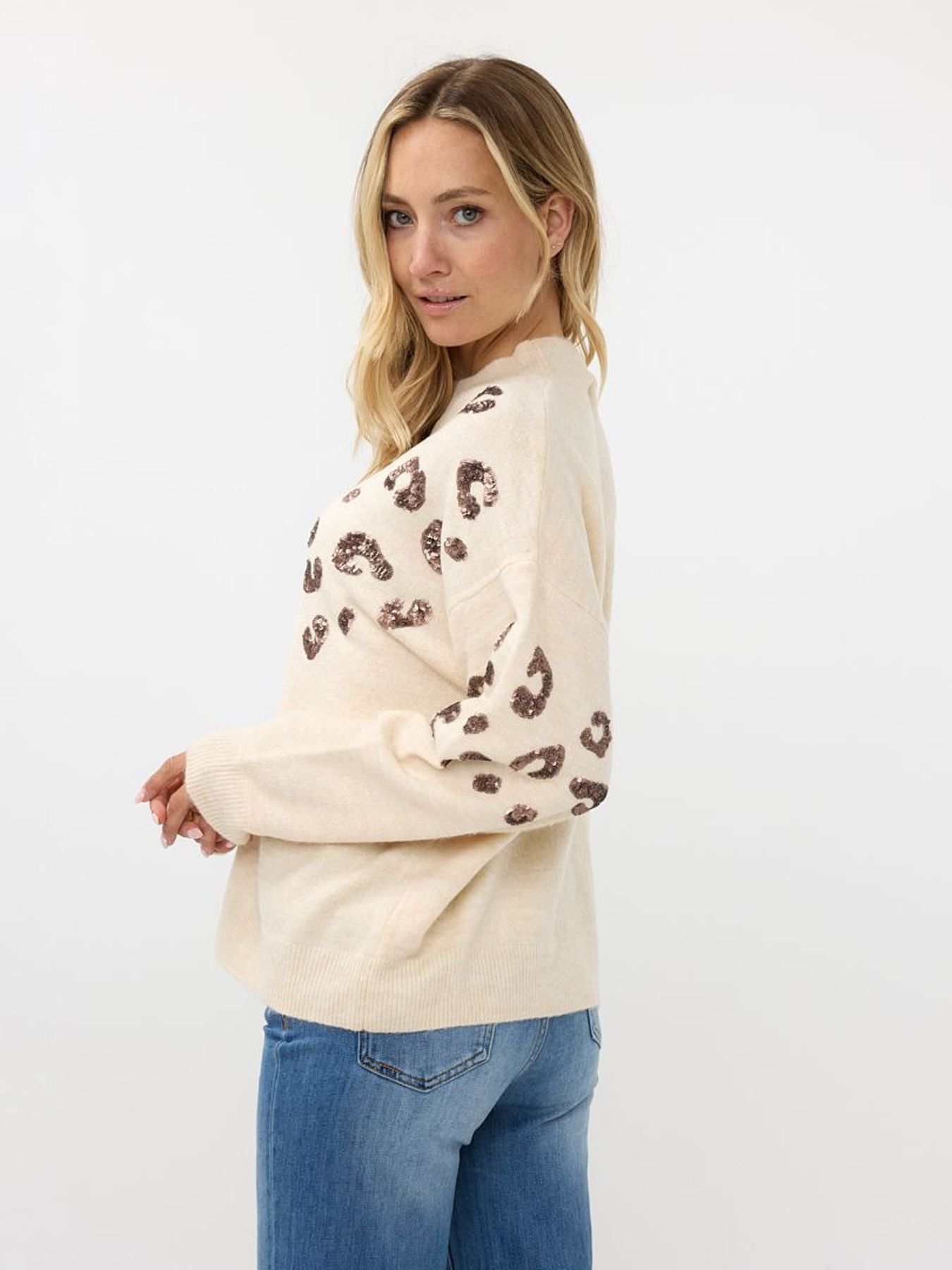 Esqualo Sweater animal sequins 125 beige 2900150701063