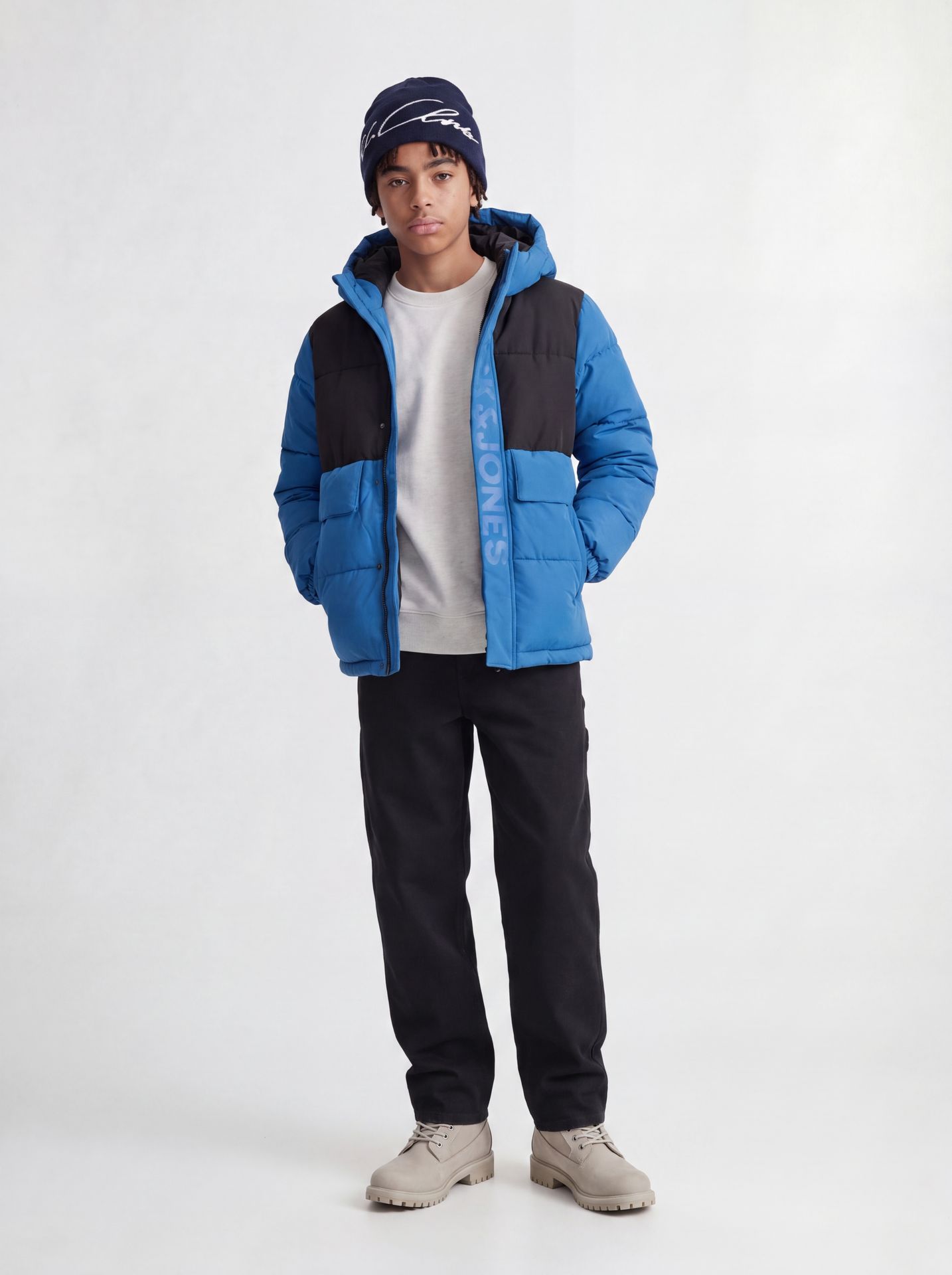 Jack & Jones JCOSPEED PUFFER SN JNR Imperial Blue/BLACK BLOCKING / TONE 2900168501037