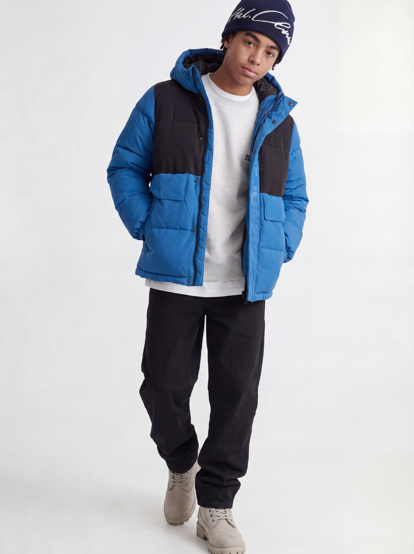 Jack & Jones JCOSPEED PUFFER SN JNR Imperial Blue/BLACK BLOCKING / TONE 2900168501037