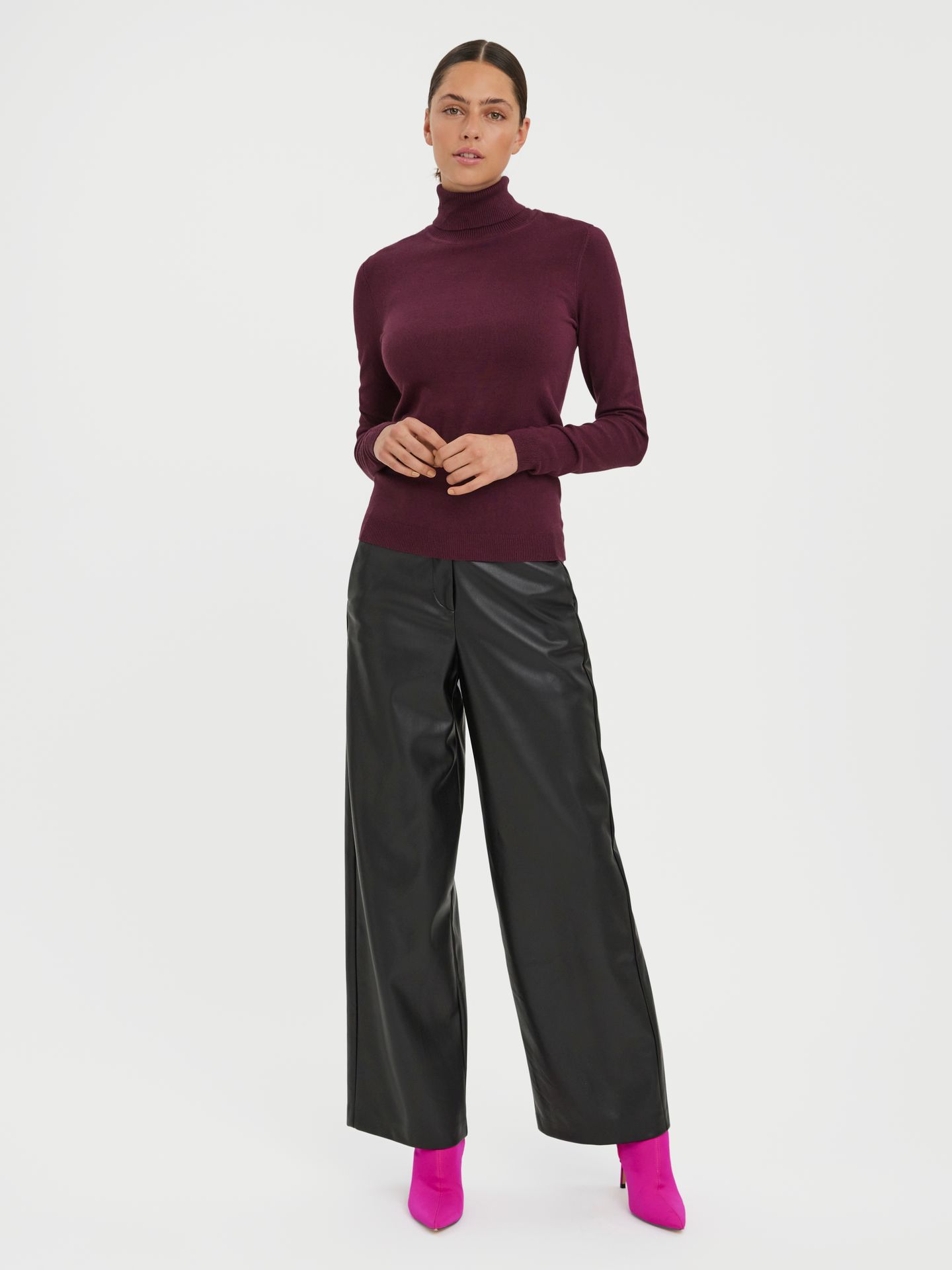 Vero Moda VMGLORY LS ROLLNECK BLOUSE GA NOOS Winetasting 2900172131039