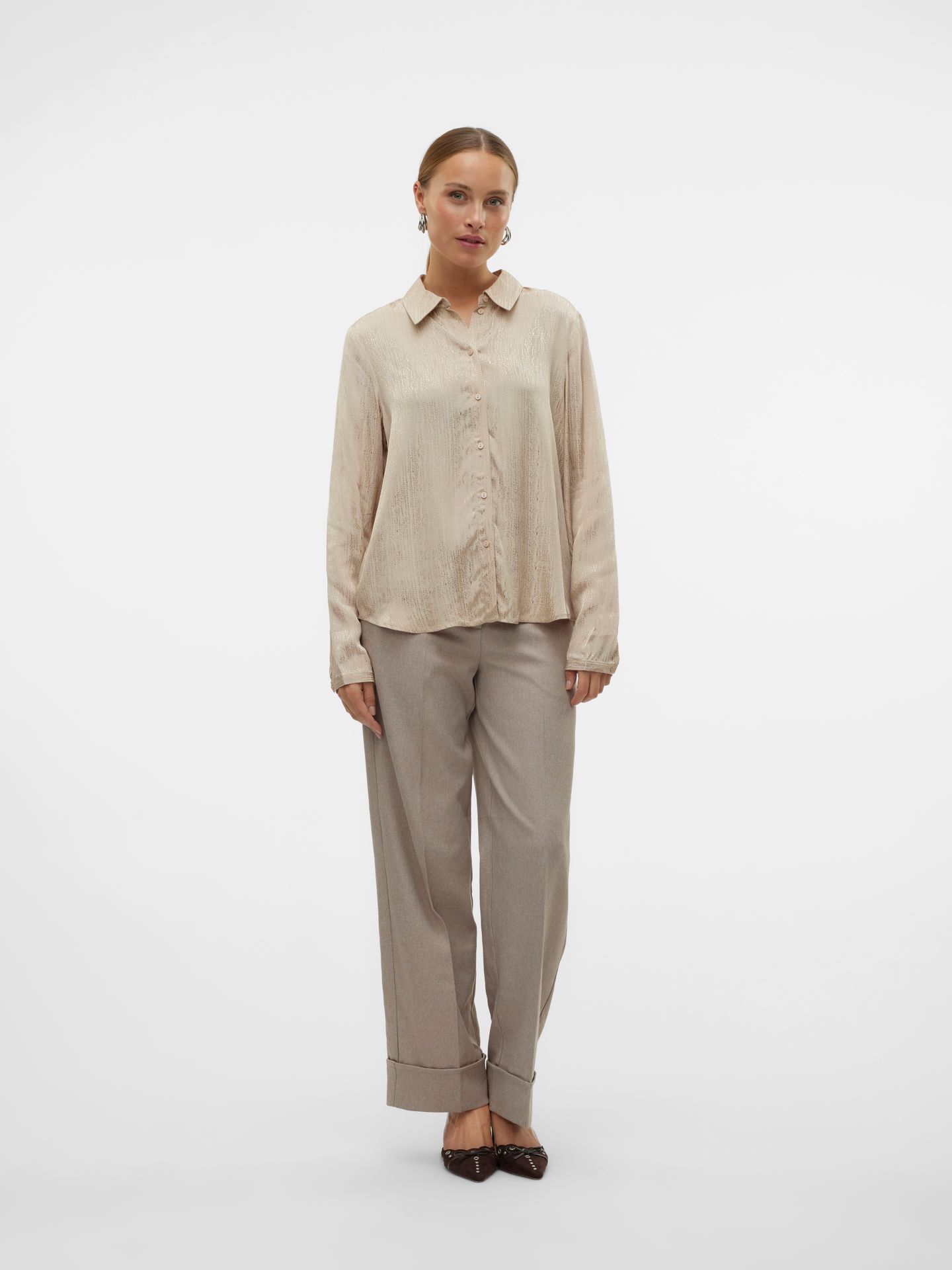 Vero Moda VMOTHEA L/S SHIRT WVN BTQ Silver Mink 2900150786022