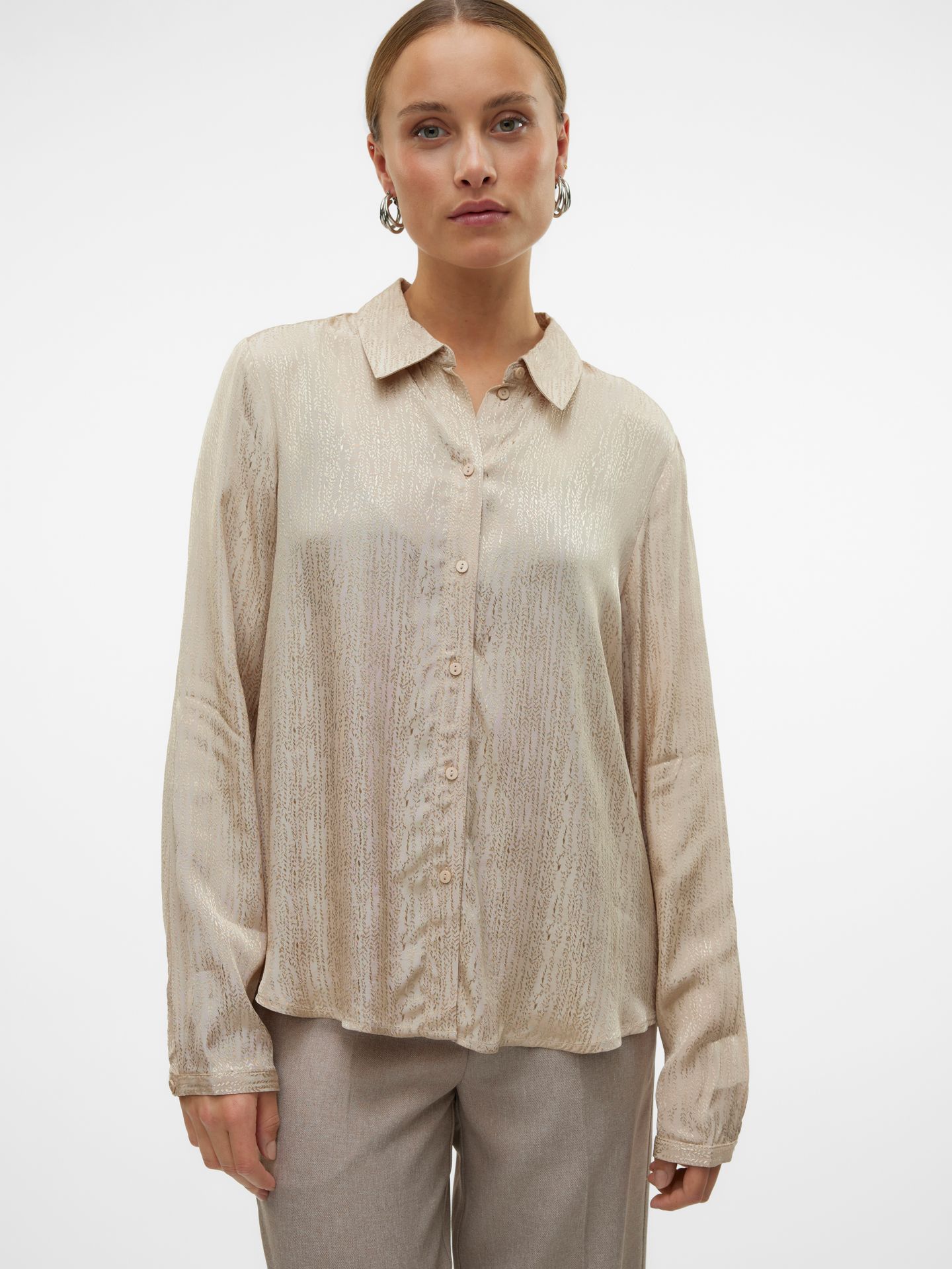 Vero Moda VMOTHEA L/S SHIRT WVN BTQ Silver Mink 2900150786022