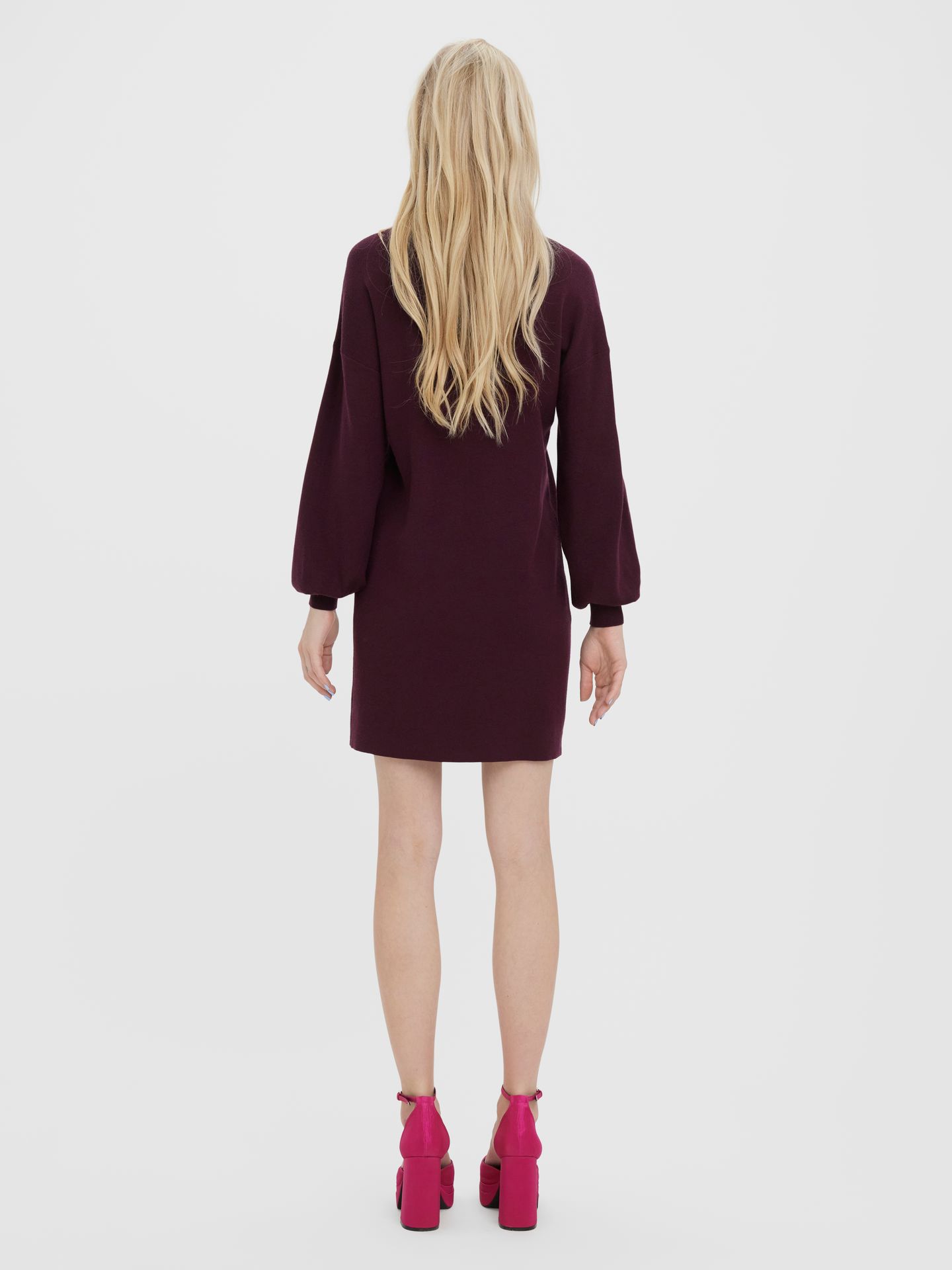 Vero Moda VMNANCY LS FUNNELNECK DRESS NOOS Winetasting 2900170193039
