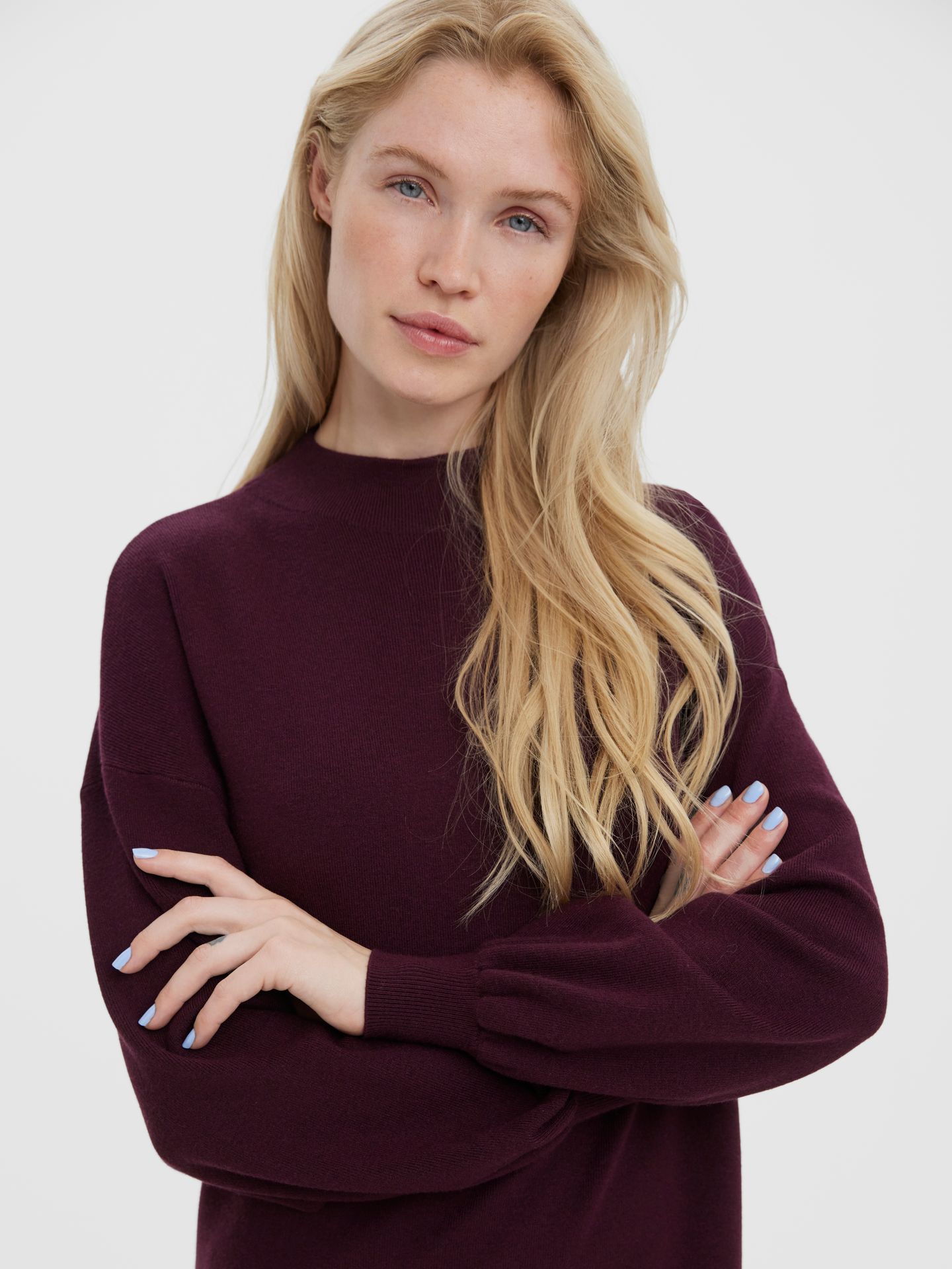 Vero Moda VMNANCY LS FUNNELNECK DRESS NOOS Winetasting 2900170193039