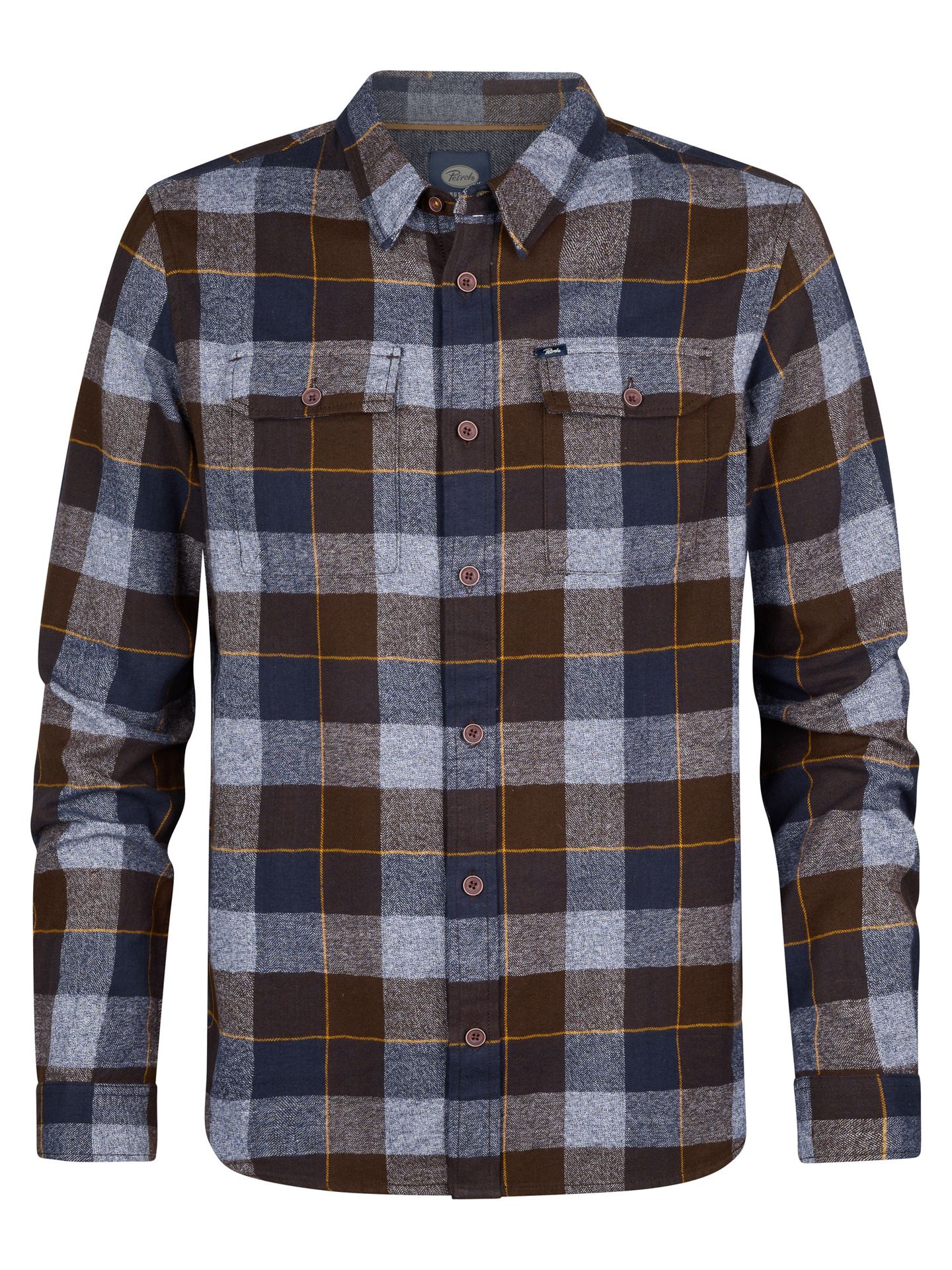 Petrol Industries Men Shirt Long Sleeve Check 7138 espresso 00110322-EKA26002700000133