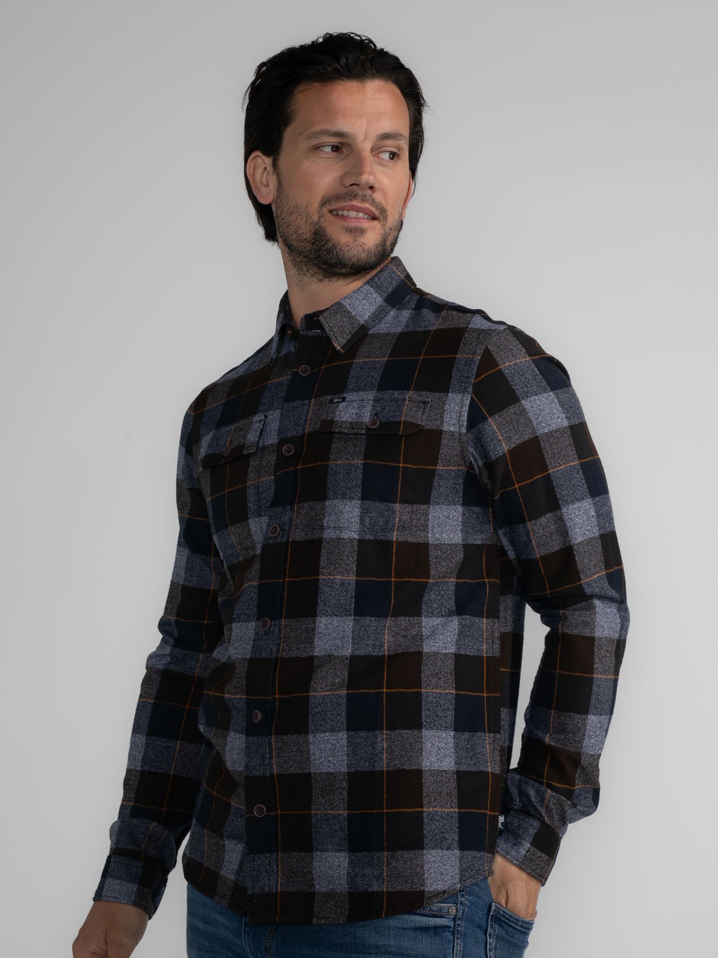 Petrol Industries Men Shirt Long Sleeve Check 7138 espresso 00110322-EKA26002700000133