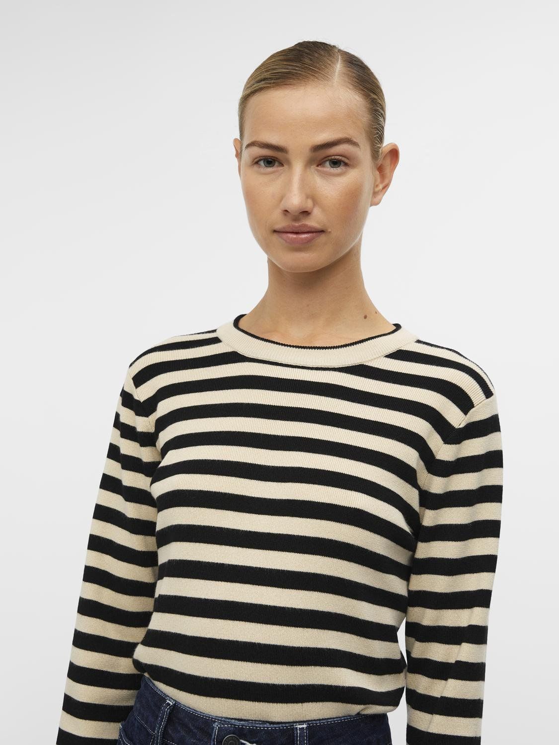 Object OBJESTER SLI L/S KNIT PULLOVER NOOS Sandshell/Black 2900151062026