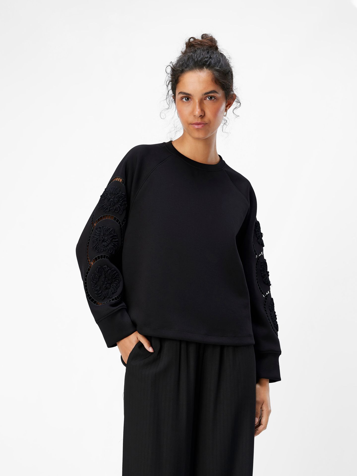 Object OBJDORINA LO L/S SWEAT TOP REP Black 00110487-EKA22000400000001