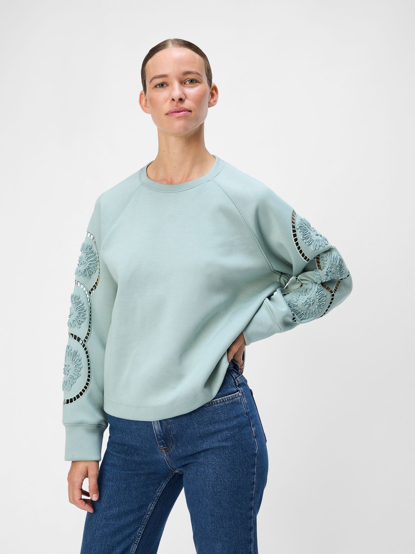 Object OBJDORINA LO L/S SWEAT TOP REP Slate 00110487-EKA22000400000122