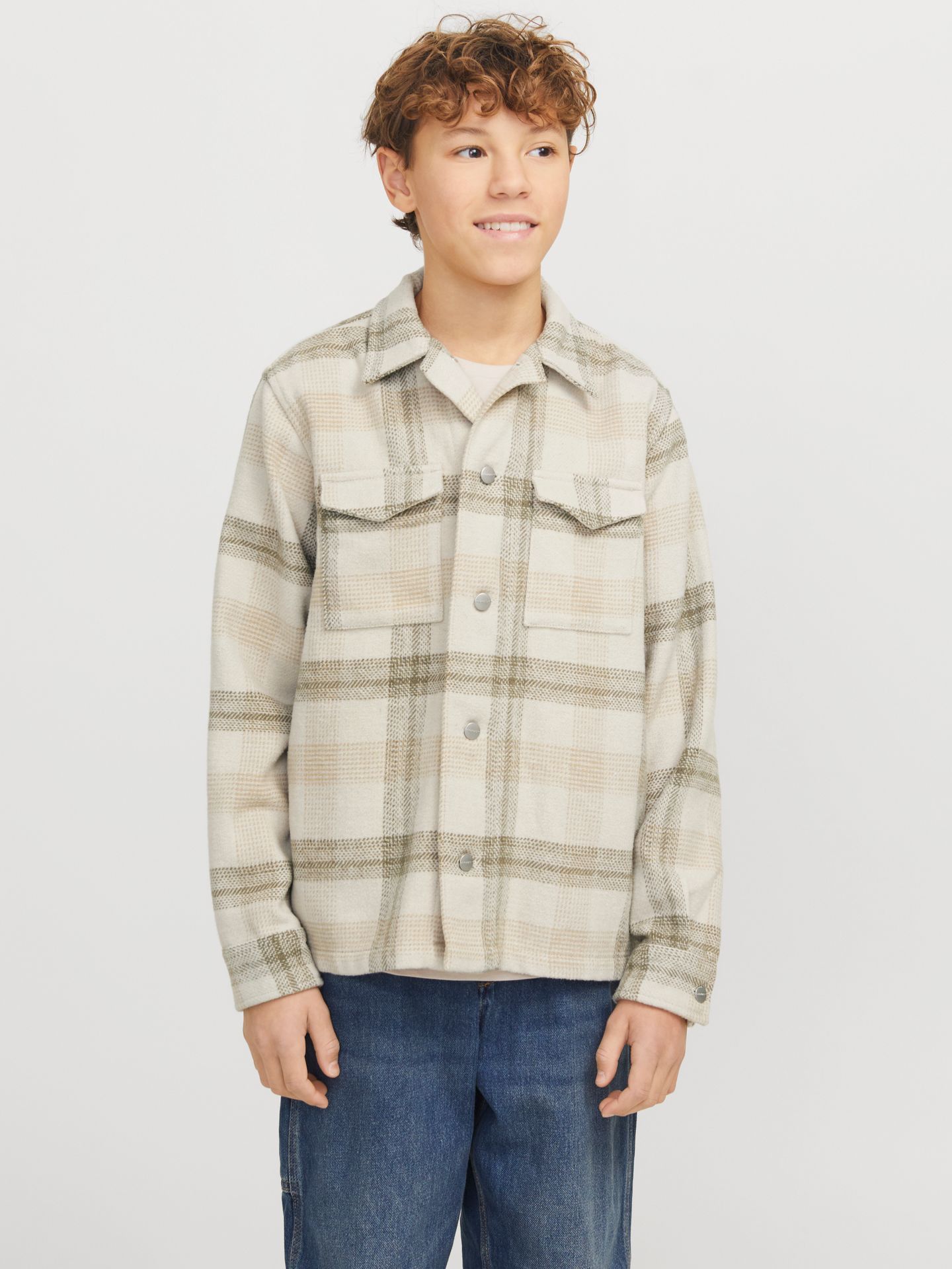 Jack & Jones JORVESTERBRO CHECK OVERSHIRT LS JNR Antique White 00110490-EKA26011400002487
