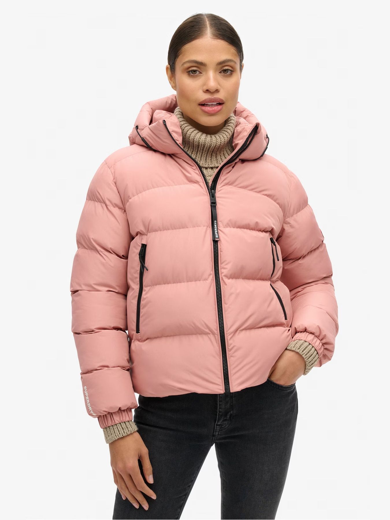 Hooded sports puffer jacket