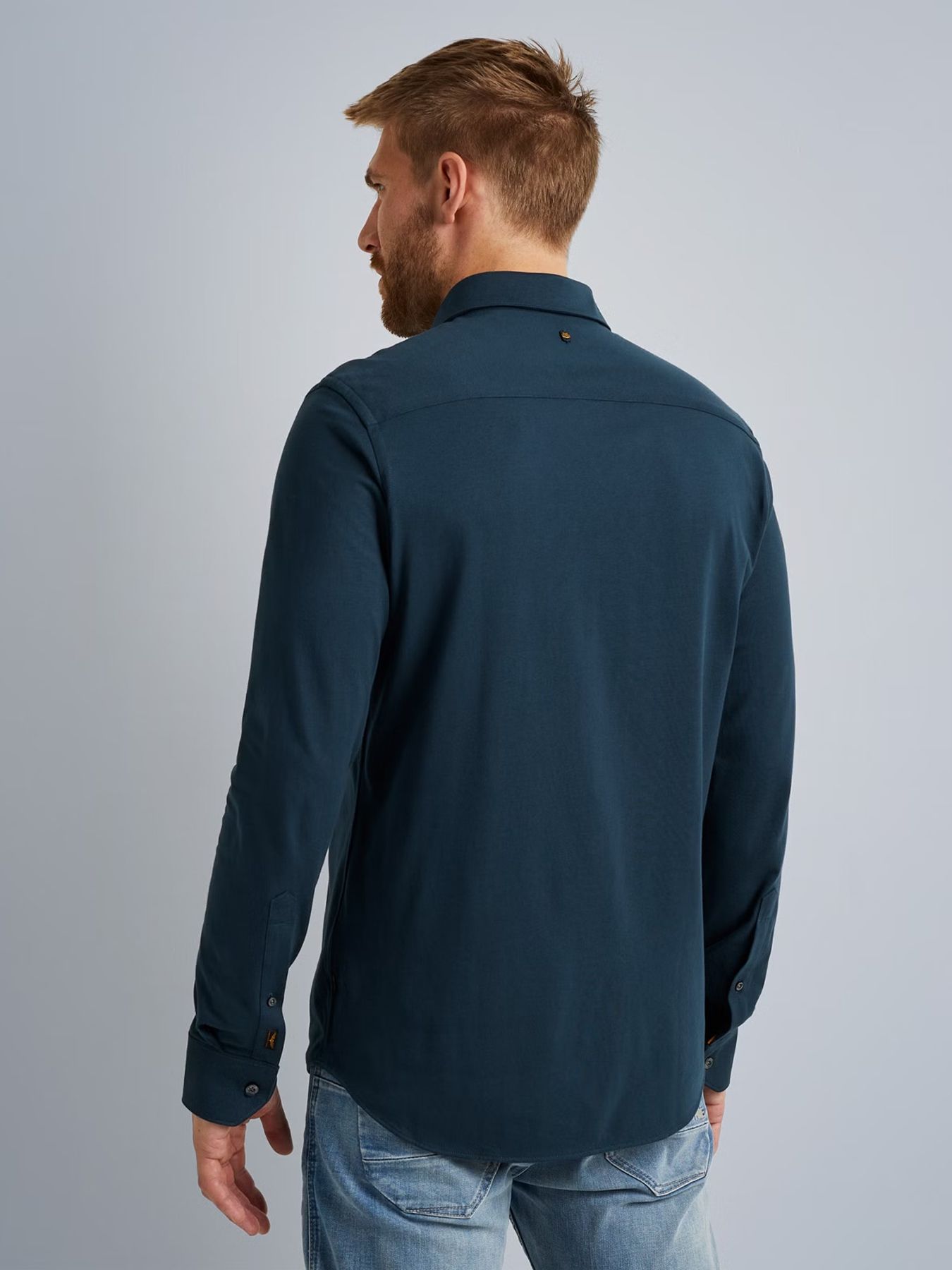 Pme Legend Long Sleeve Shirt Satin Jersey Navy Blazer 2900151154035