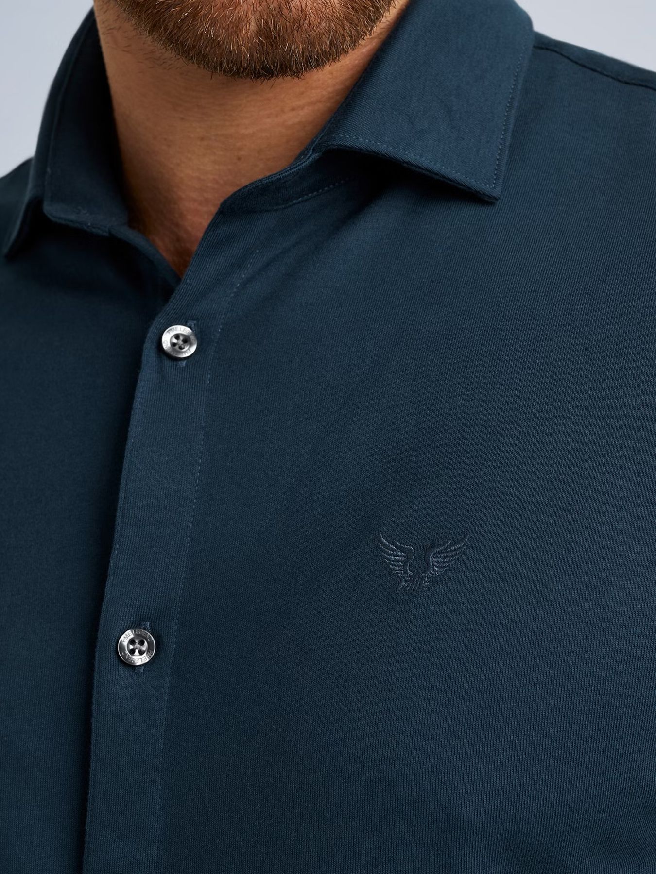 Pme Legend Long Sleeve Shirt Satin Jersey Navy Blazer 2900151154035