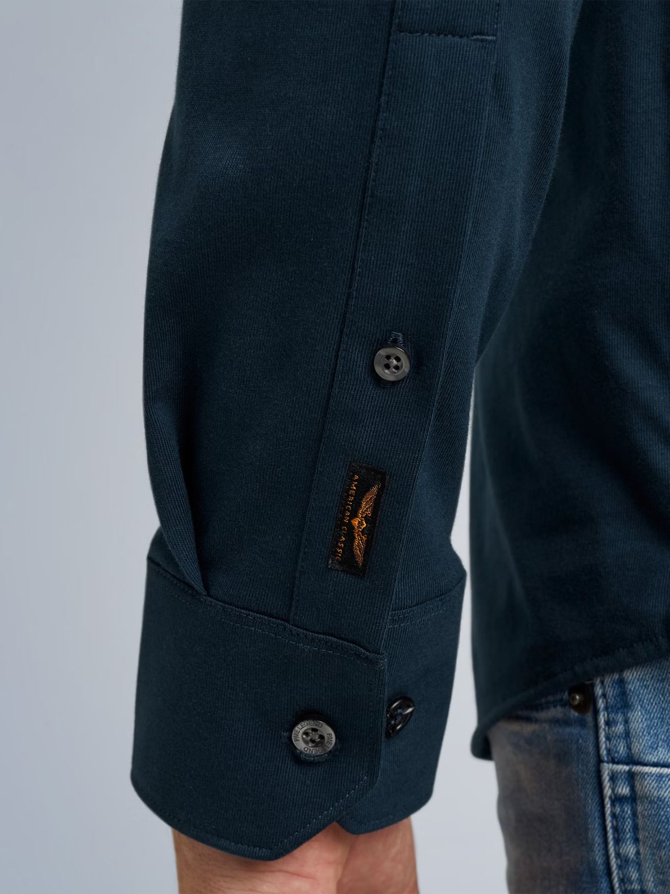 Pme Legend Long Sleeve Shirt Satin Jersey Navy Blazer 2900151154035