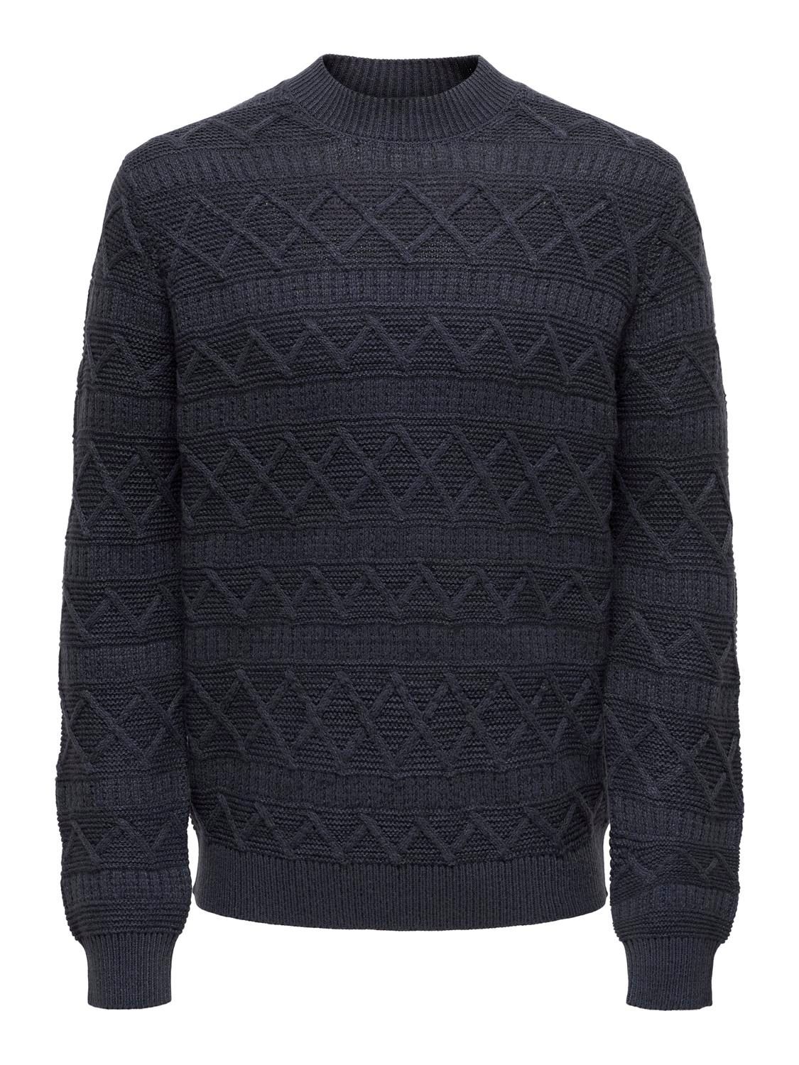 Only & Sons ONSWADE REG 5 STRUC CREW NECK KNIT Dark Navy 2900151164058