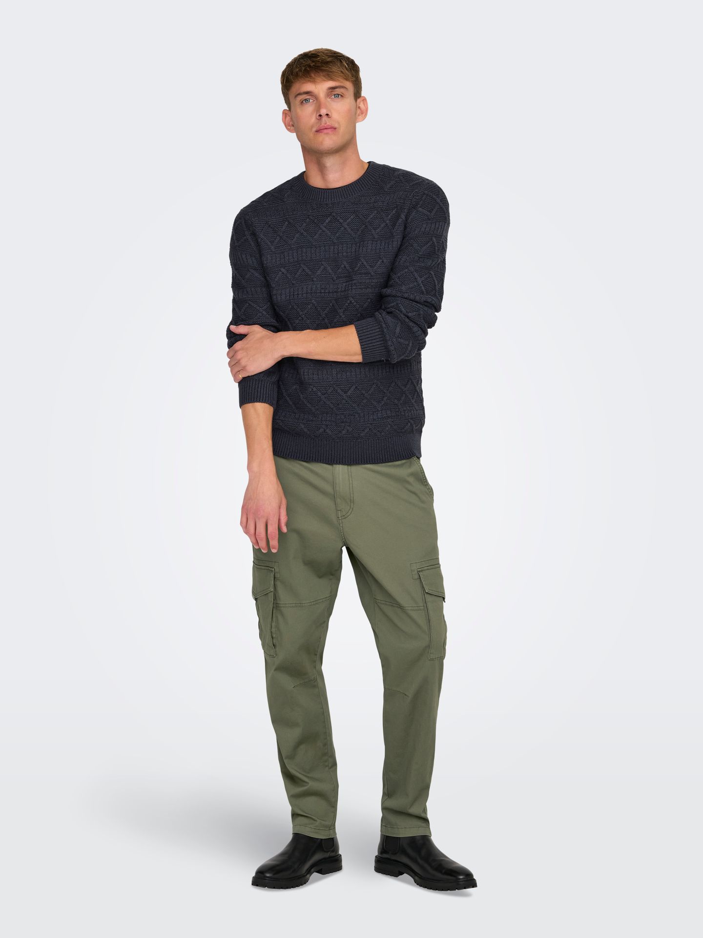 Only & Sons ONSWADE REG 5 STRUC CREW NECK KNIT Dark Navy 2900151164058