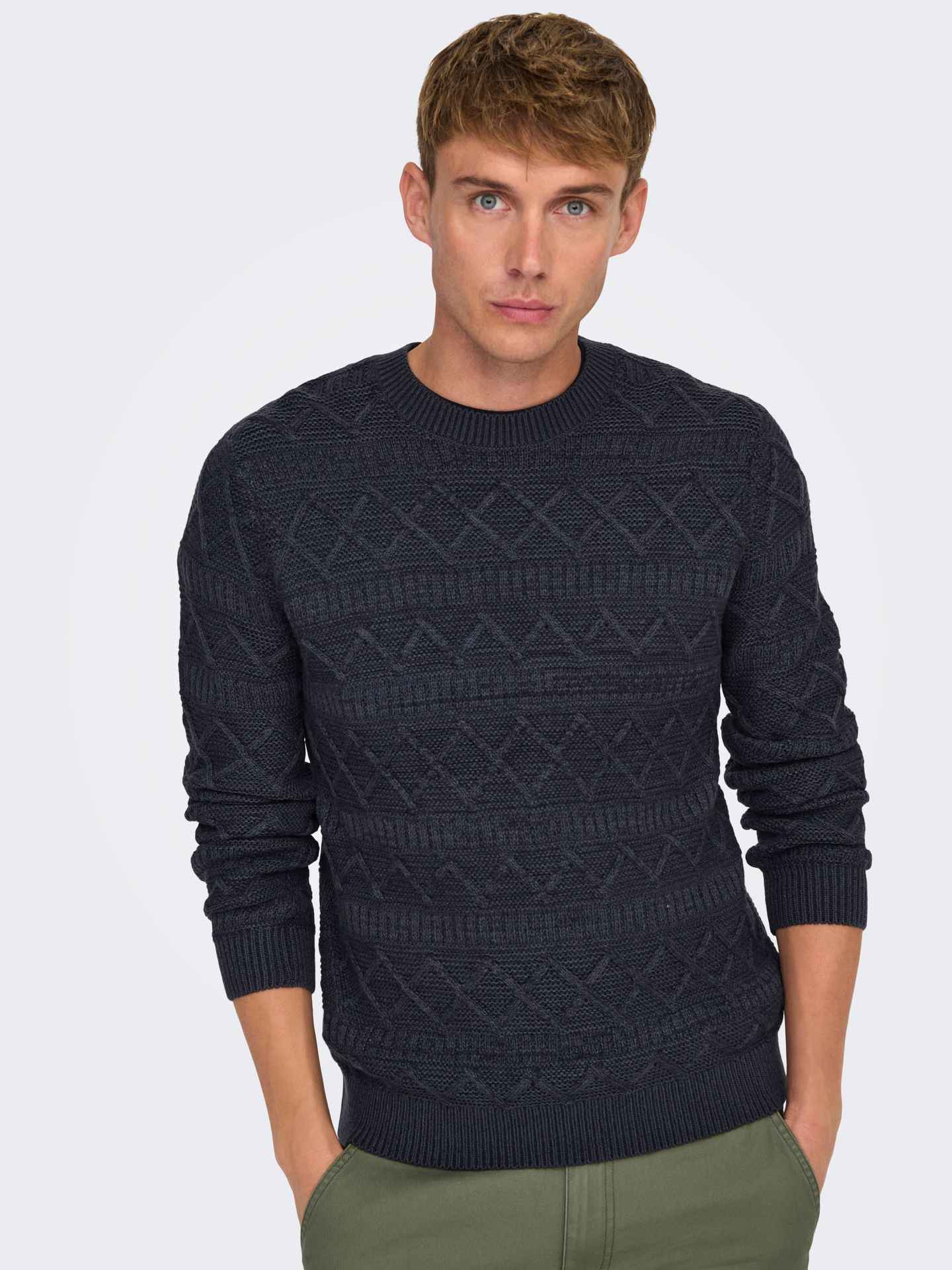 Only & Sons ONSWADE REG 5 STRUC CREW NECK KNIT Dark Navy 2900151164058