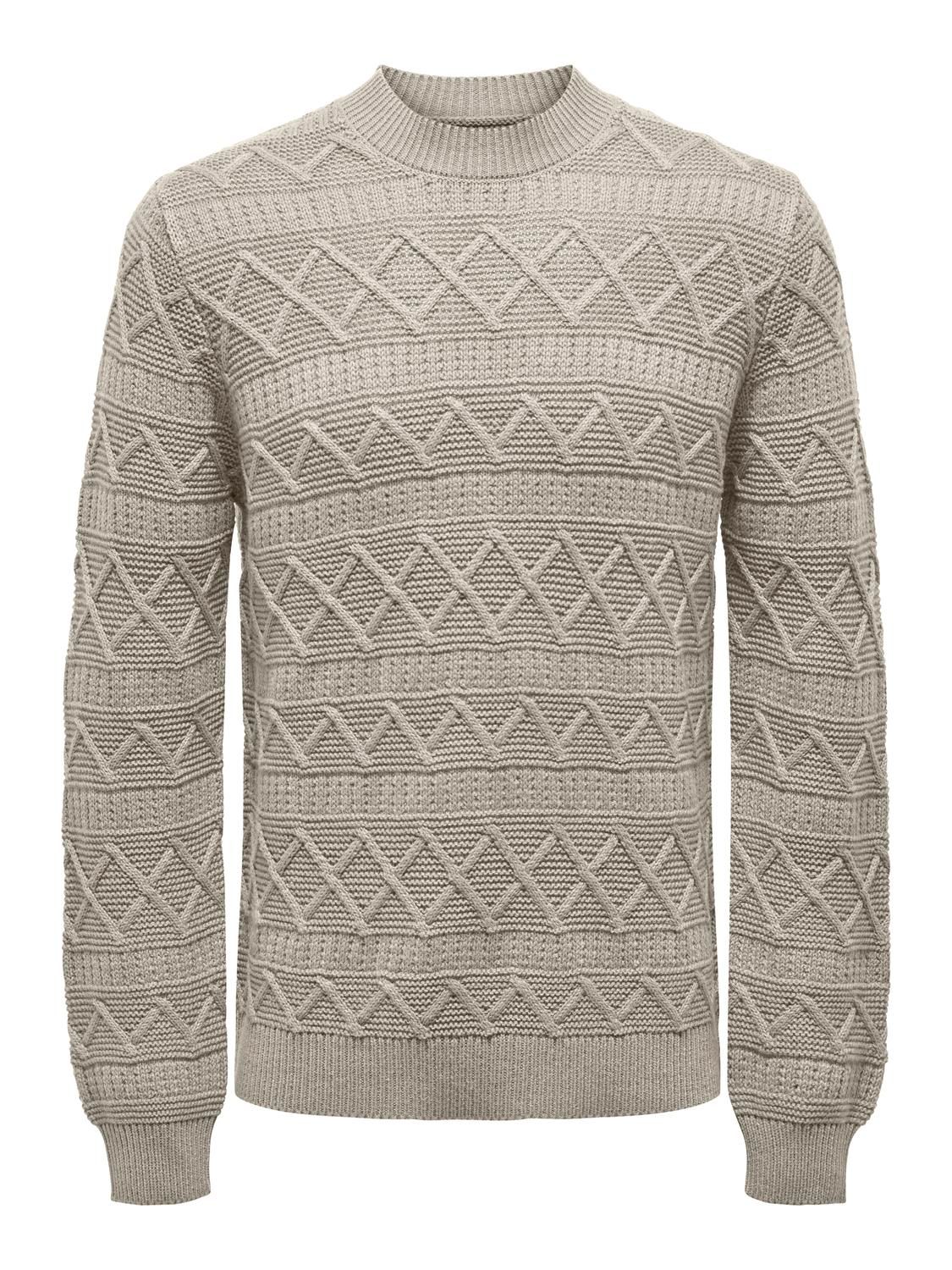 Only & Sons ONSWADE REG 5 STRUC CREW NECK KNIT Silver Lining 2900151160012