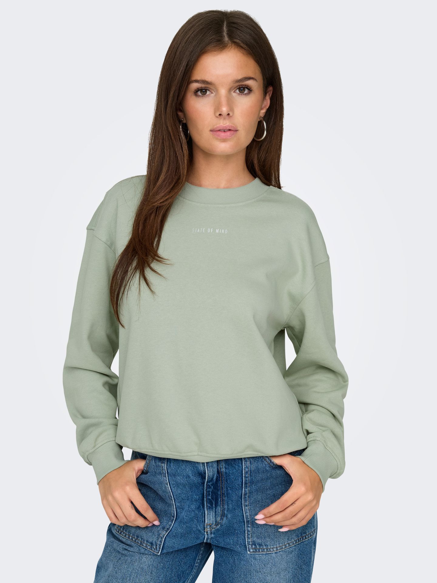 Only ONLTANJA L/S FOIL O-NECK BOX SWT Aqua Gray/Fame 2900151167059