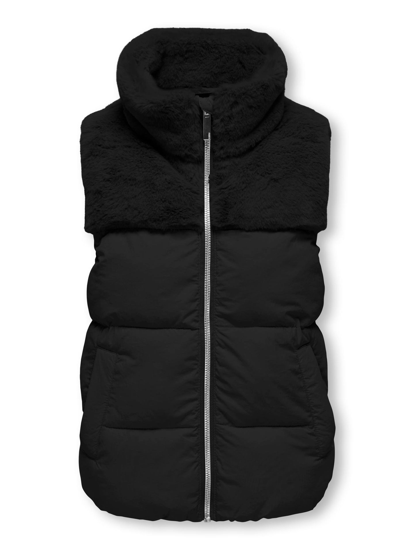 Only KOGWANJA FUR PUFFER MIX WAISTCOAT O Black 00110559-EKA26011400000004