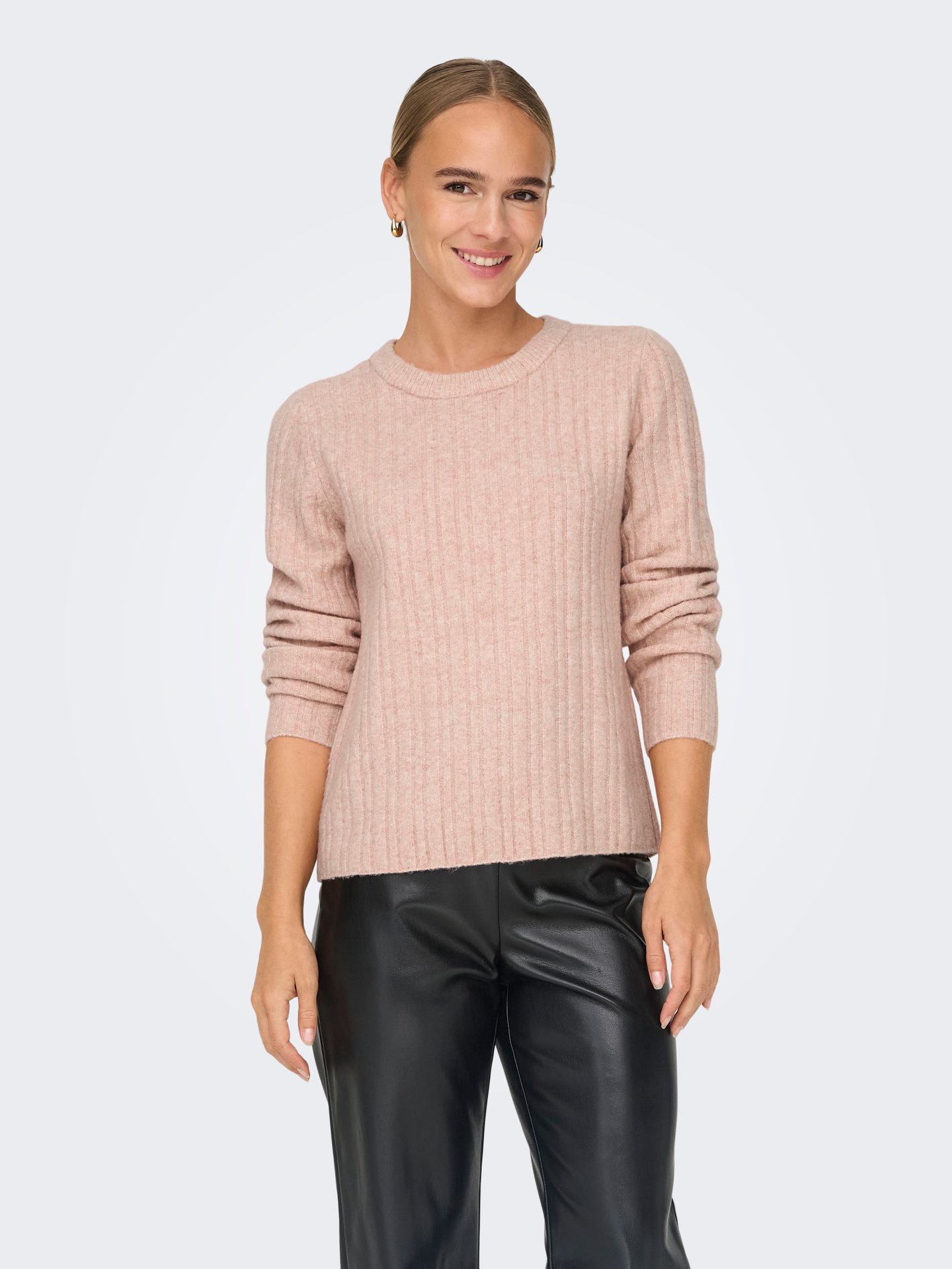 Only ONLJEANETT LIFE L/S RIB O-NECK CC K Silver Pink/Melange 2900151197049