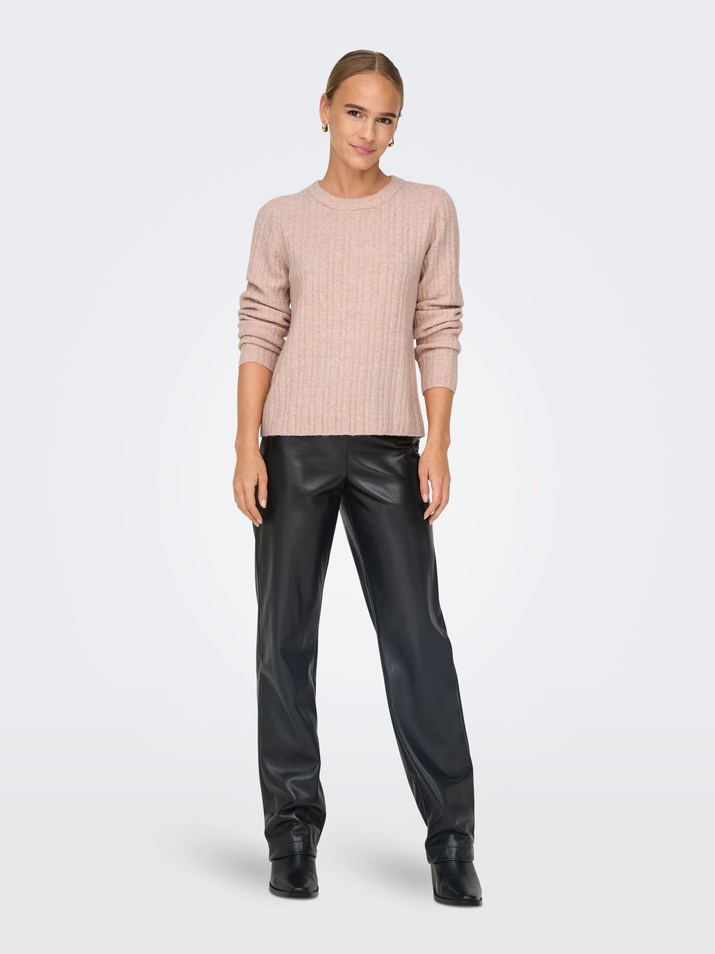 Only ONLJEANETT LIFE L/S RIB O-NECK CC K Silver Pink/Melange 2900151197049