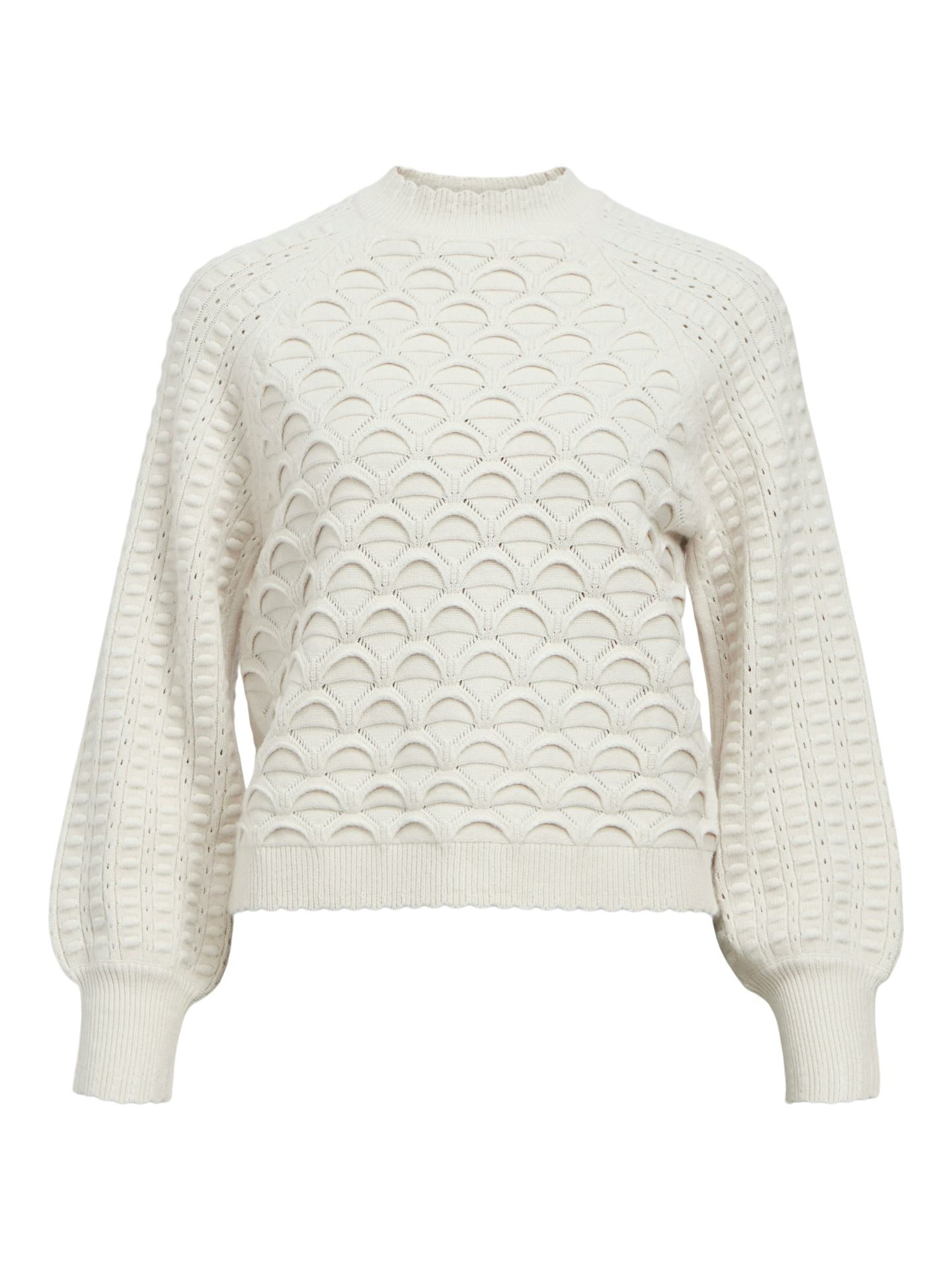 Object OBJSIDA KNIT L/S RE PULLOVER 134 White Sand/Melange 2900151205010