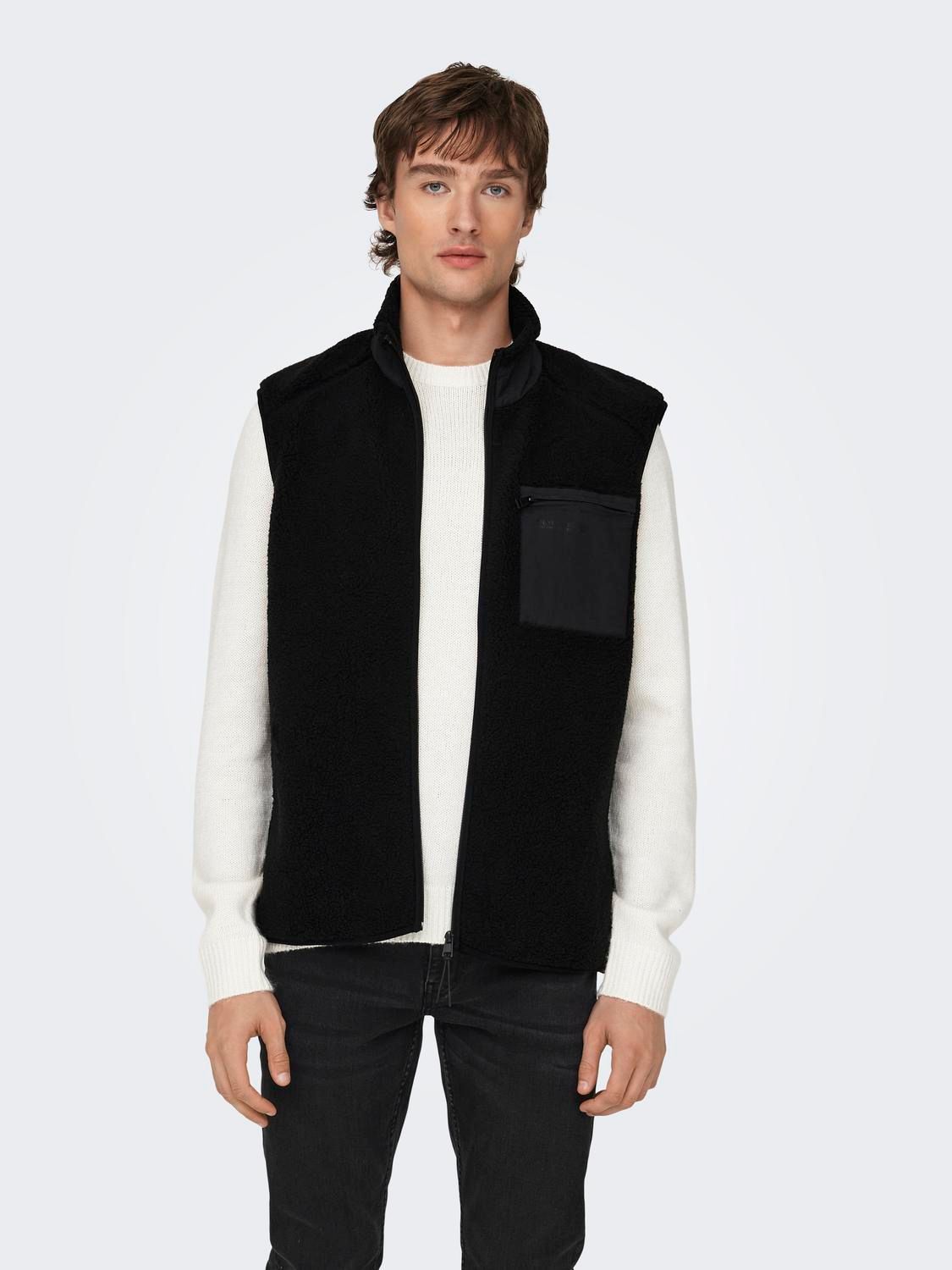 Only & Sons ONSDALLAS LIFE SHERPA VEST OTW VD Black 00110578-EKA26011400000174