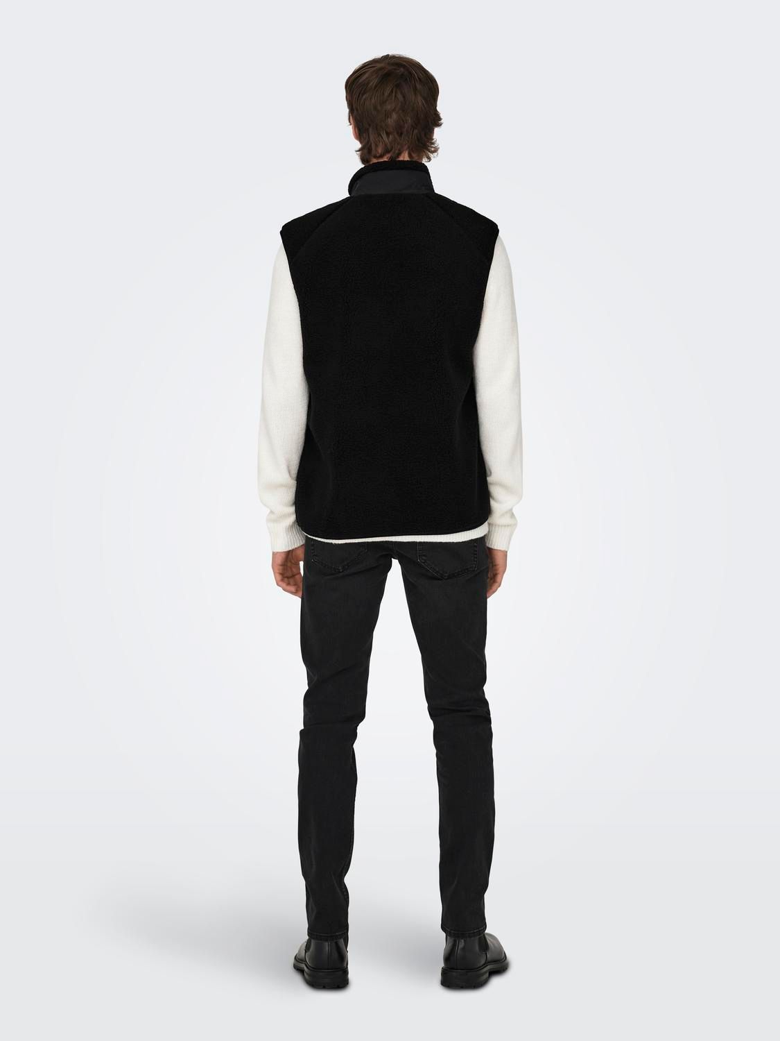 Only & Sons ONSDALLAS LIFE SHERPA VEST OTW VD Black 2900151219024