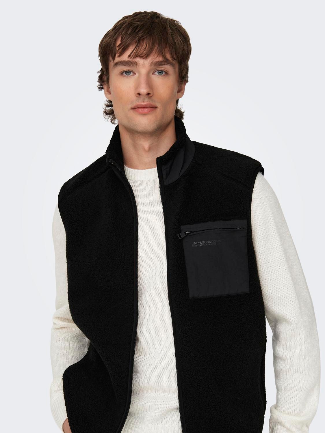Only & Sons ONSDALLAS LIFE SHERPA VEST OTW VD Black 2900151219024