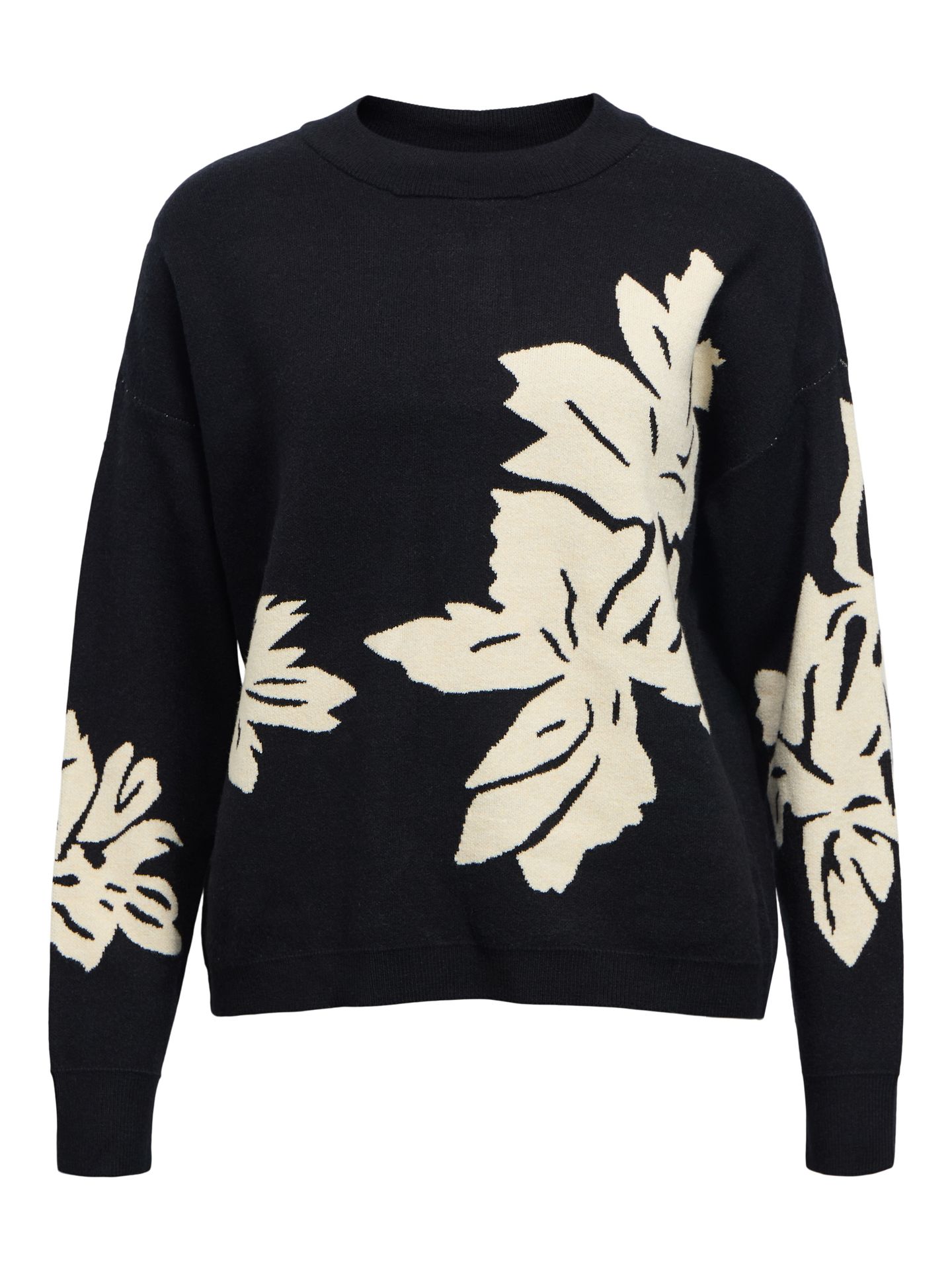 Object OBJRAY LO L/S KNIT PULLOVER AOP NOO Black/Medium grey melange zebra 00110581-EKA22000400000075