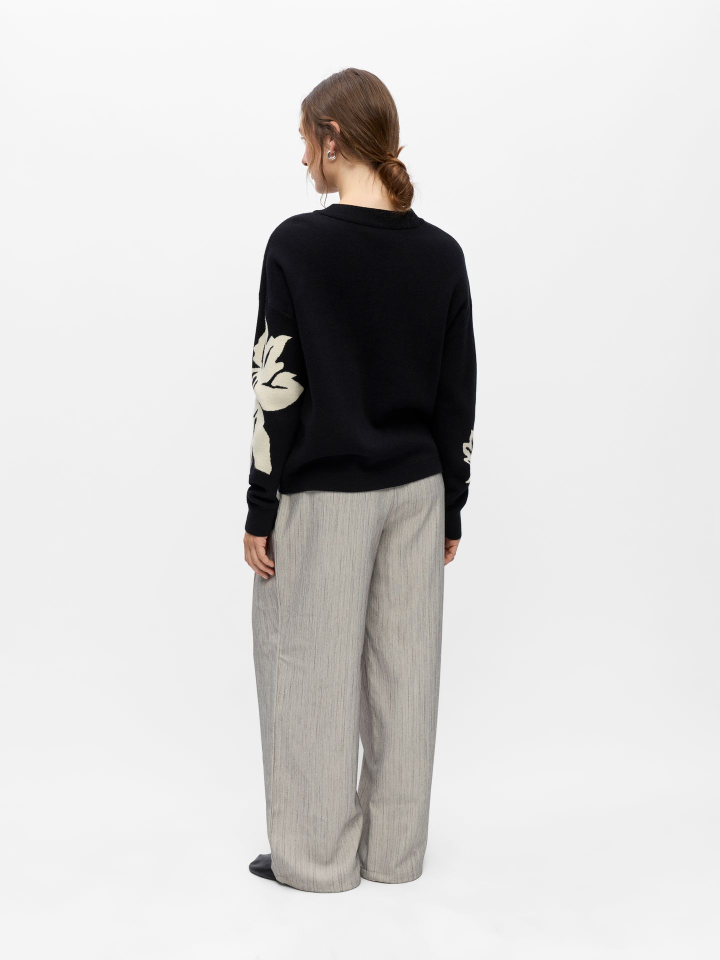 Object OBJRAY LO L/S KNIT PULLOVER AOP NOO Black/Medium grey melange zebra 2900169487019