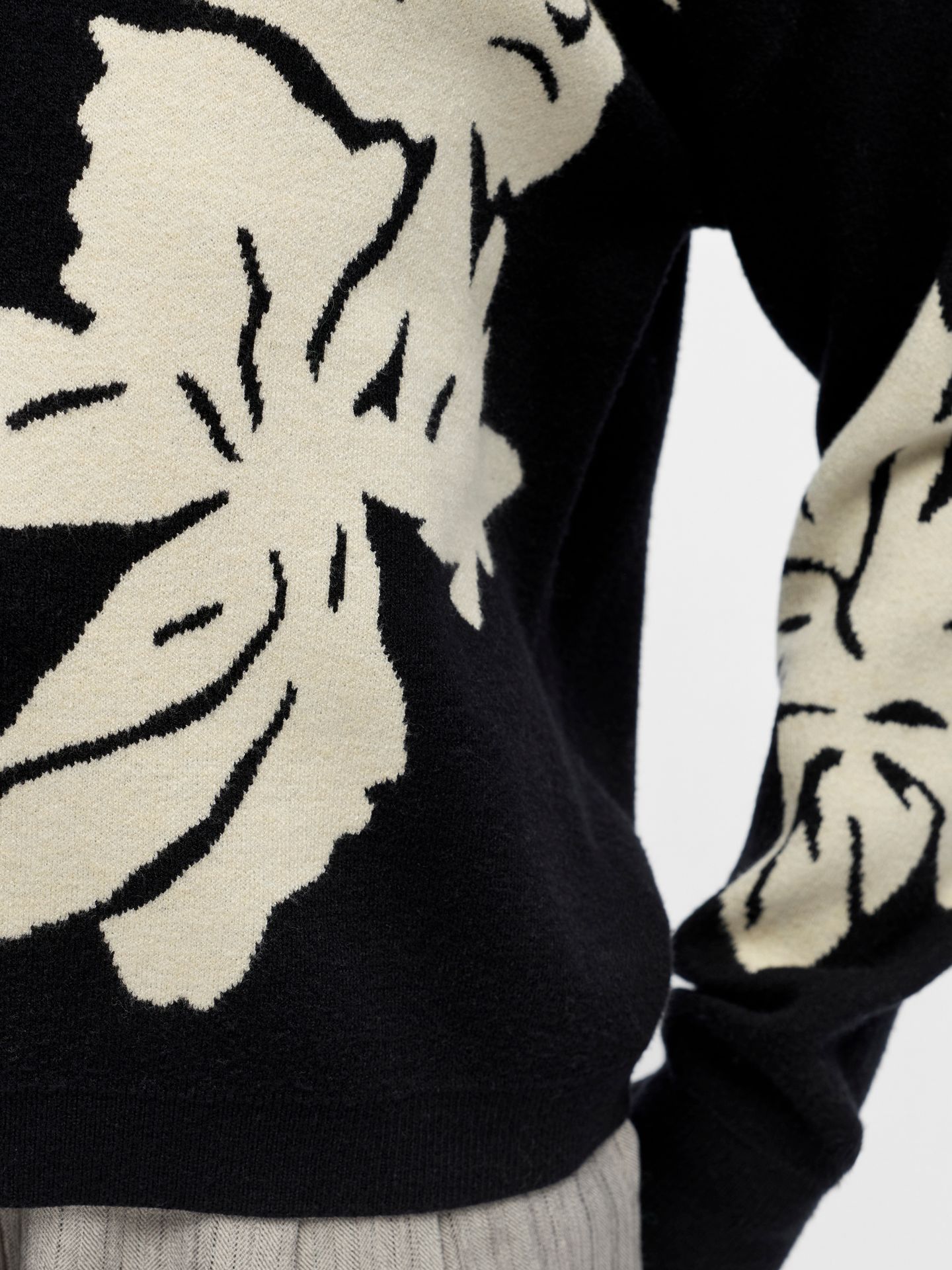 Object OBJRAY LO L/S KNIT PULLOVER AOP NOO Black/Medium grey melange zebra 2900169487019