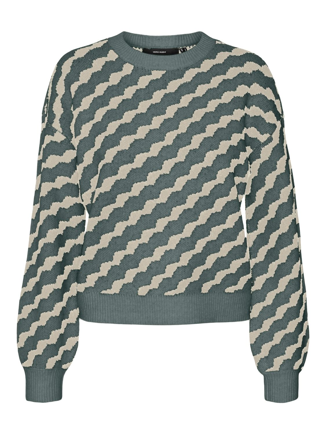 Vero Moda VMLARA LS O-NECK PULLOVER BOO REP Balsam Green/W . BIRCH WAVE PATTERN 2900151237042