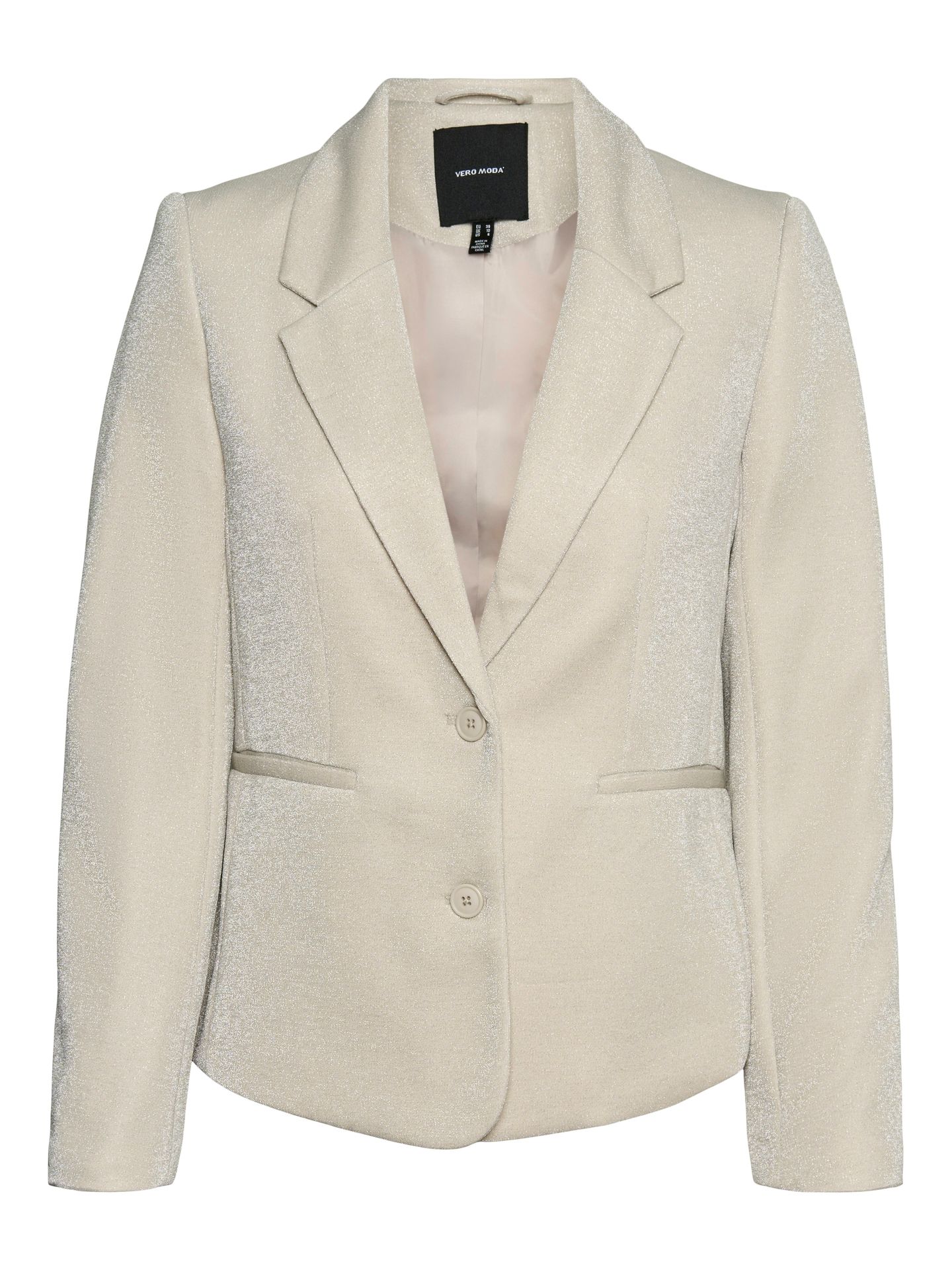 Vero Moda VMSHALI LS FITTED SHINY BLAZER Pumice Stone/Silver Lurex 00110608-EKA26011400002532