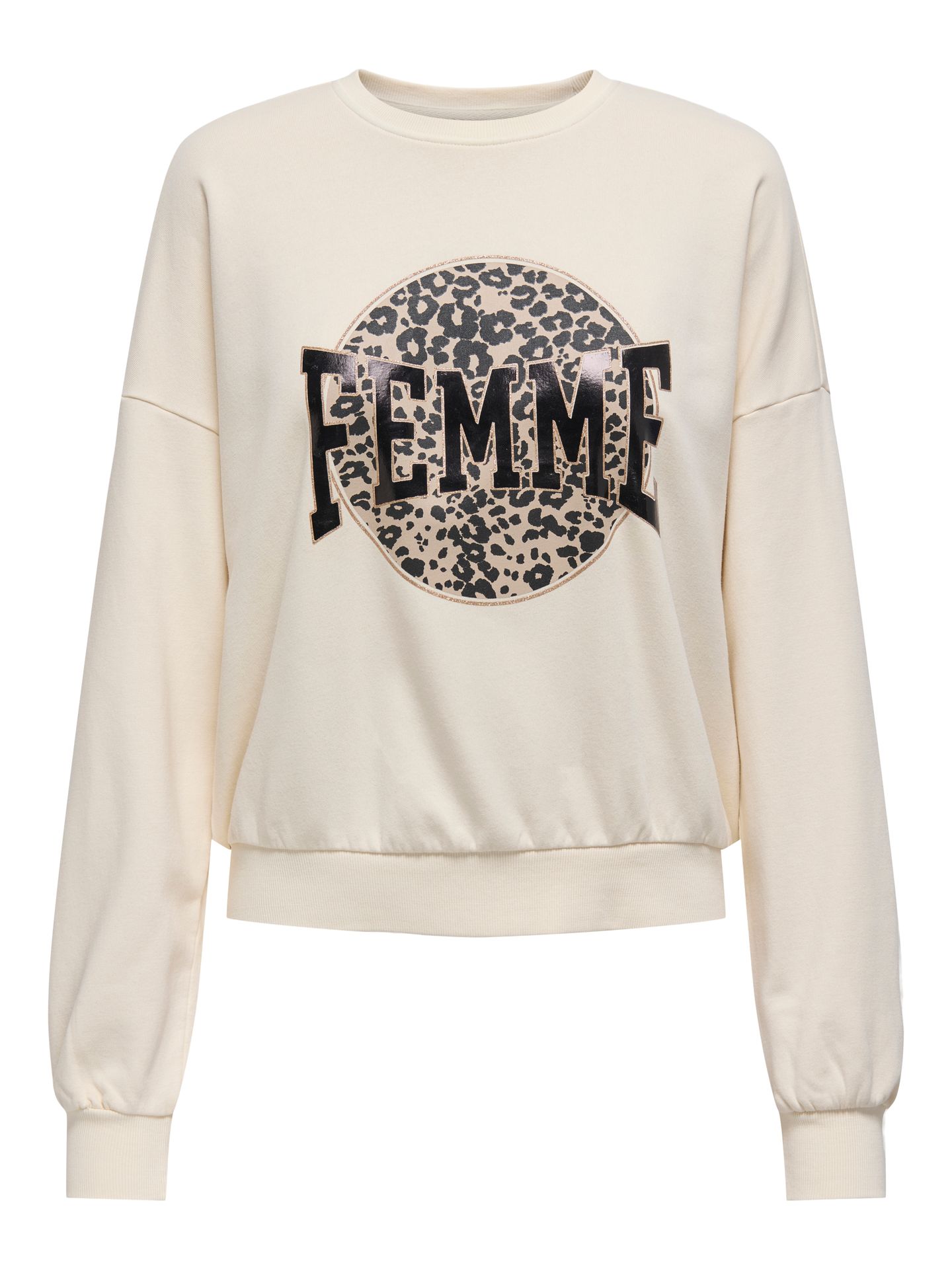 Only ONLLAUREN L/S LEO O-NECK CC SWT Birch/BLACK GRAPHIC 2900153248022