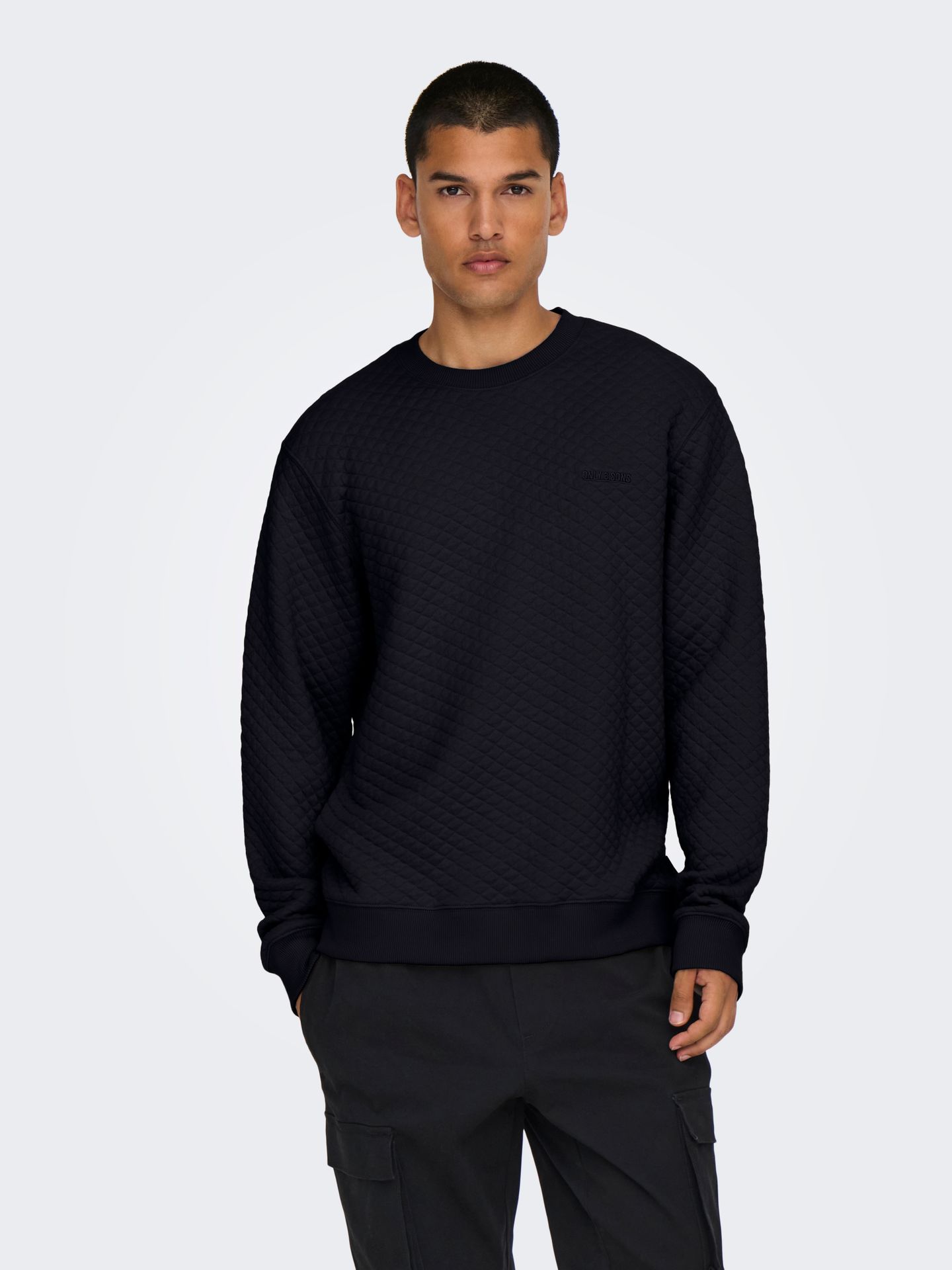 Only & Sons ONSADLER REG QUILT CREW NECK SWEAT Black 00110648-EKA26011400000174