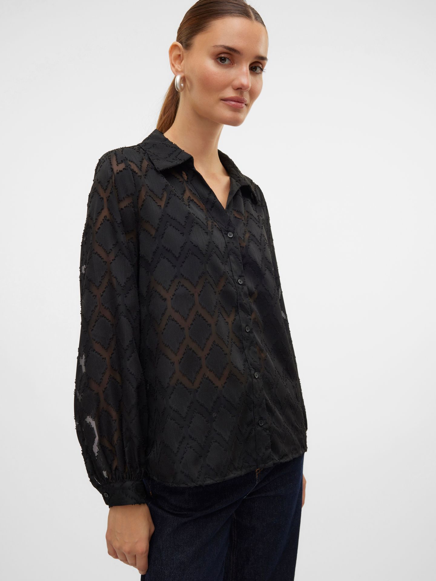 Vero Moda VMAYLA LS SHIRT WVN GA BF Black 2900151363031