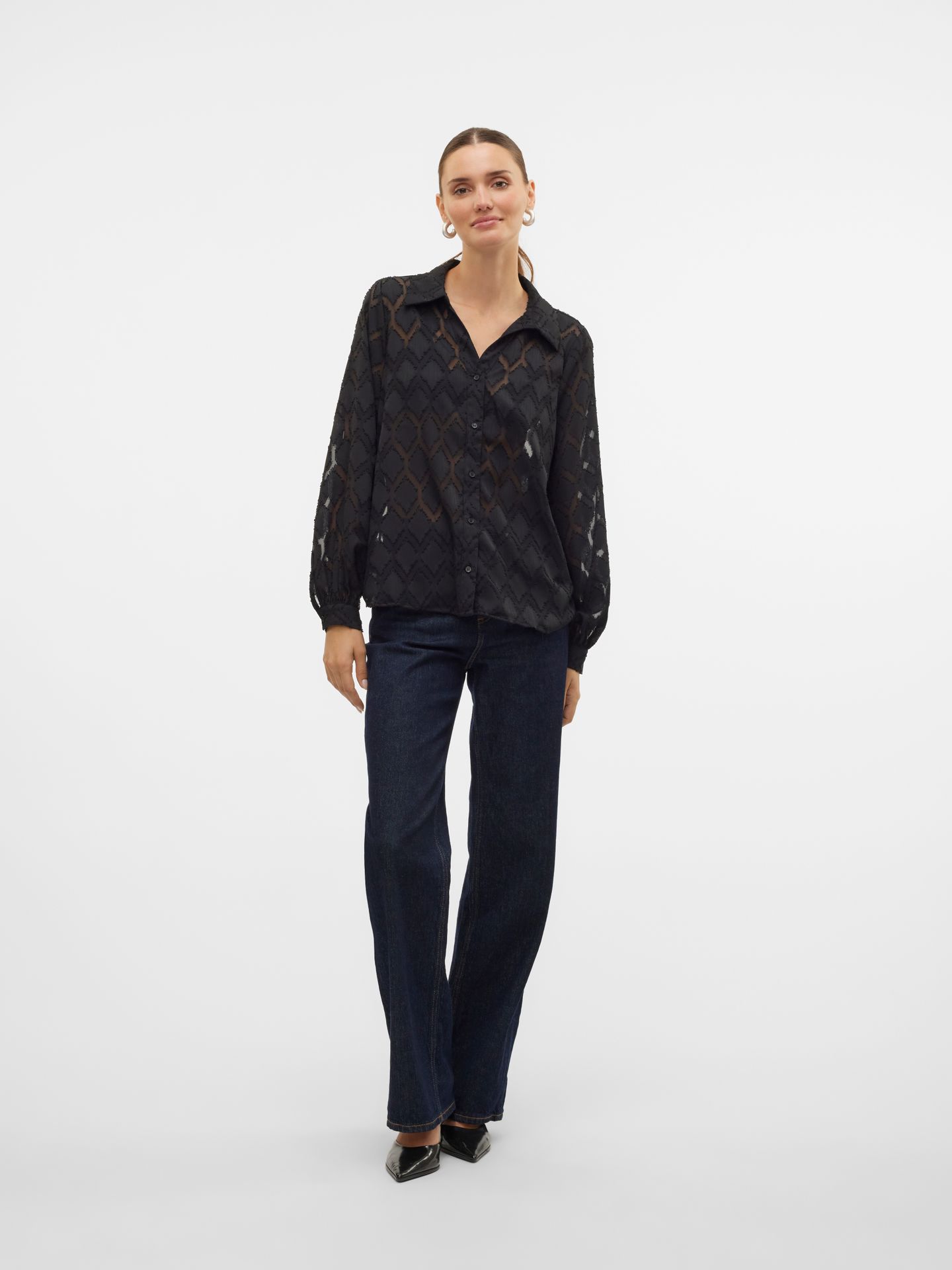 Vero Moda VMAYLA LS SHIRT WVN GA BF Black 2900151363031
