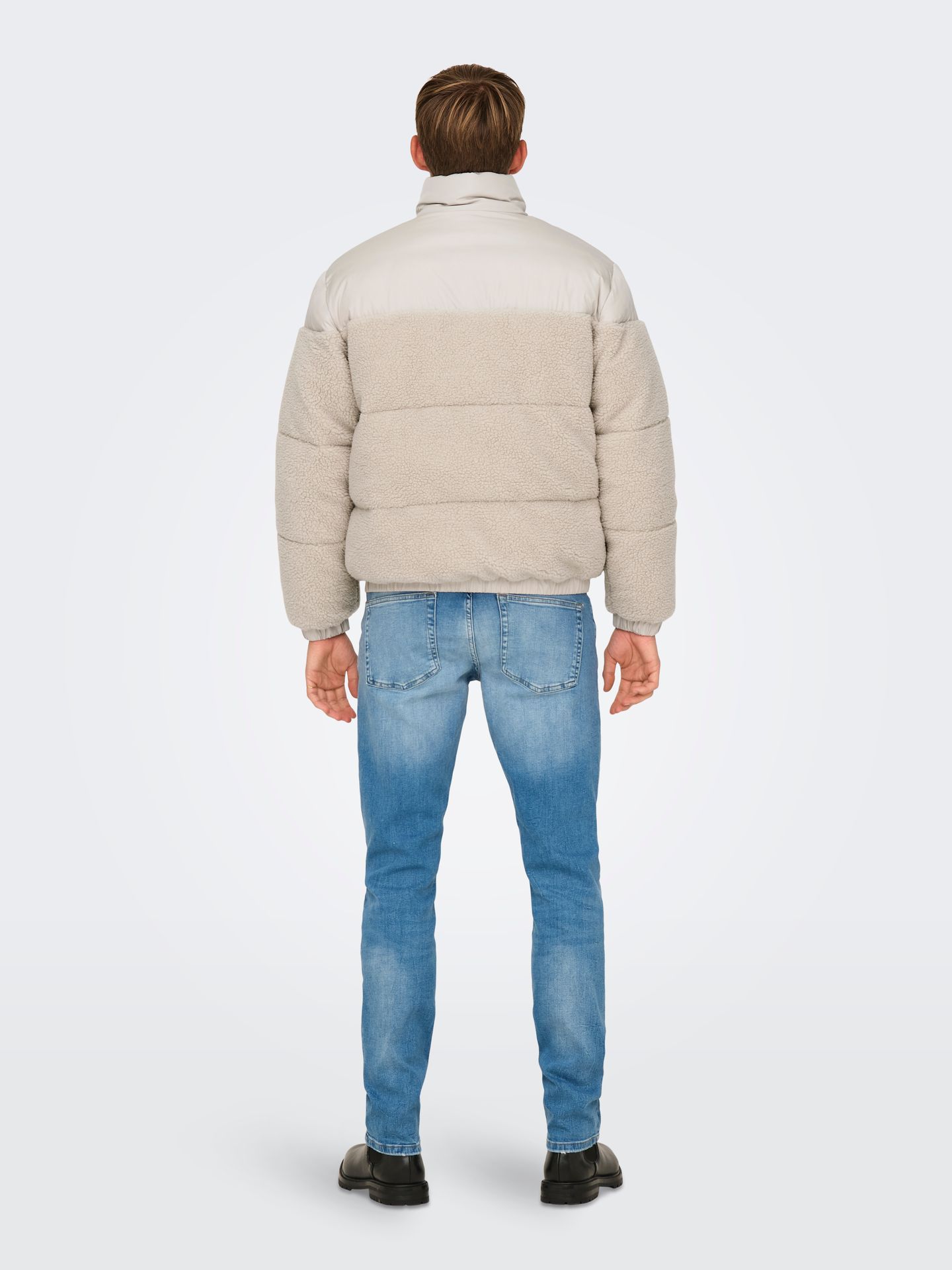 Only & Sons ONSELI SHERPA MIX PUFFER JACKET OTW Silver Lining 2900151367015